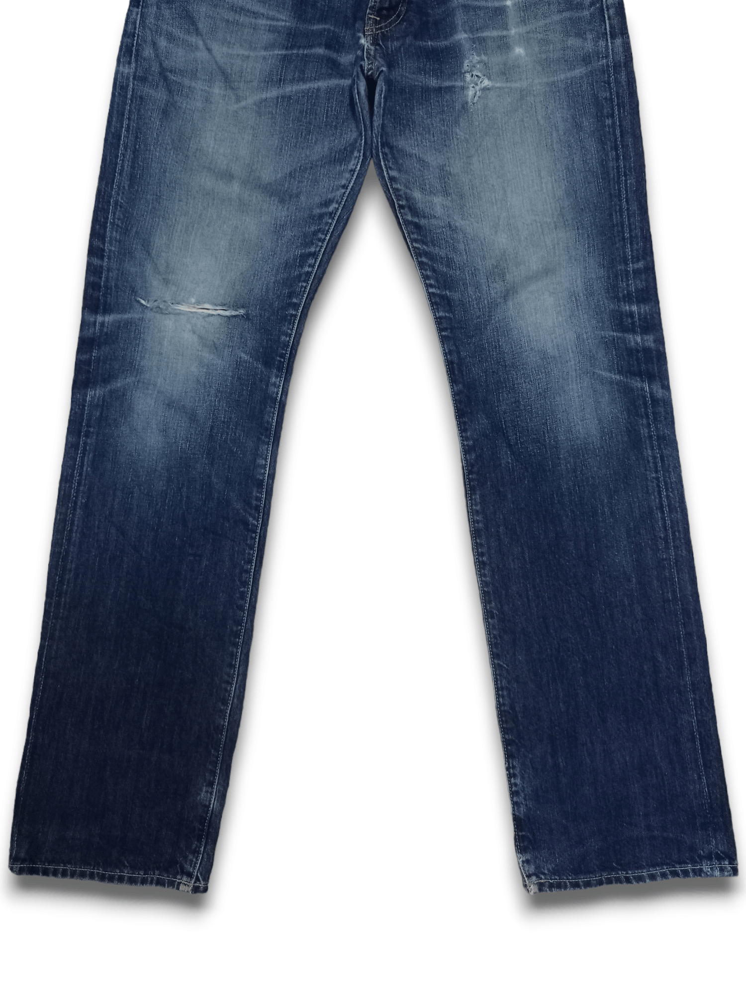 Japanese Brand × Uniqlo SALES 🔥 Vintage Uniqlo Blue Wash Distressed Loose Fit Jeans Size US 34 / EU 50 - 6 Thumbnail