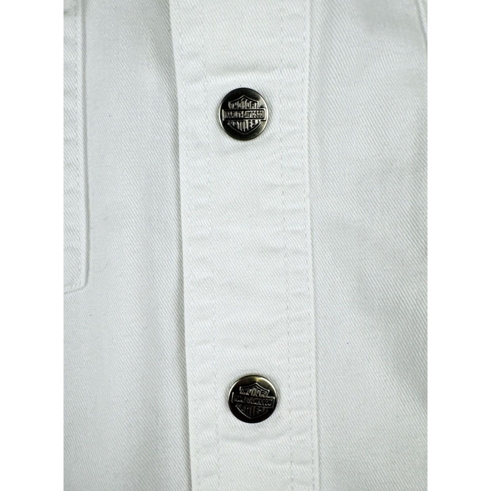 Harley Davidson Harley-Davidson Shirt Western Mens S White Cotton Canvas Snap Button Button-Up Workwear Long Sleeve Size US S / EU 44-46 / 1 - 7 Thumbnail