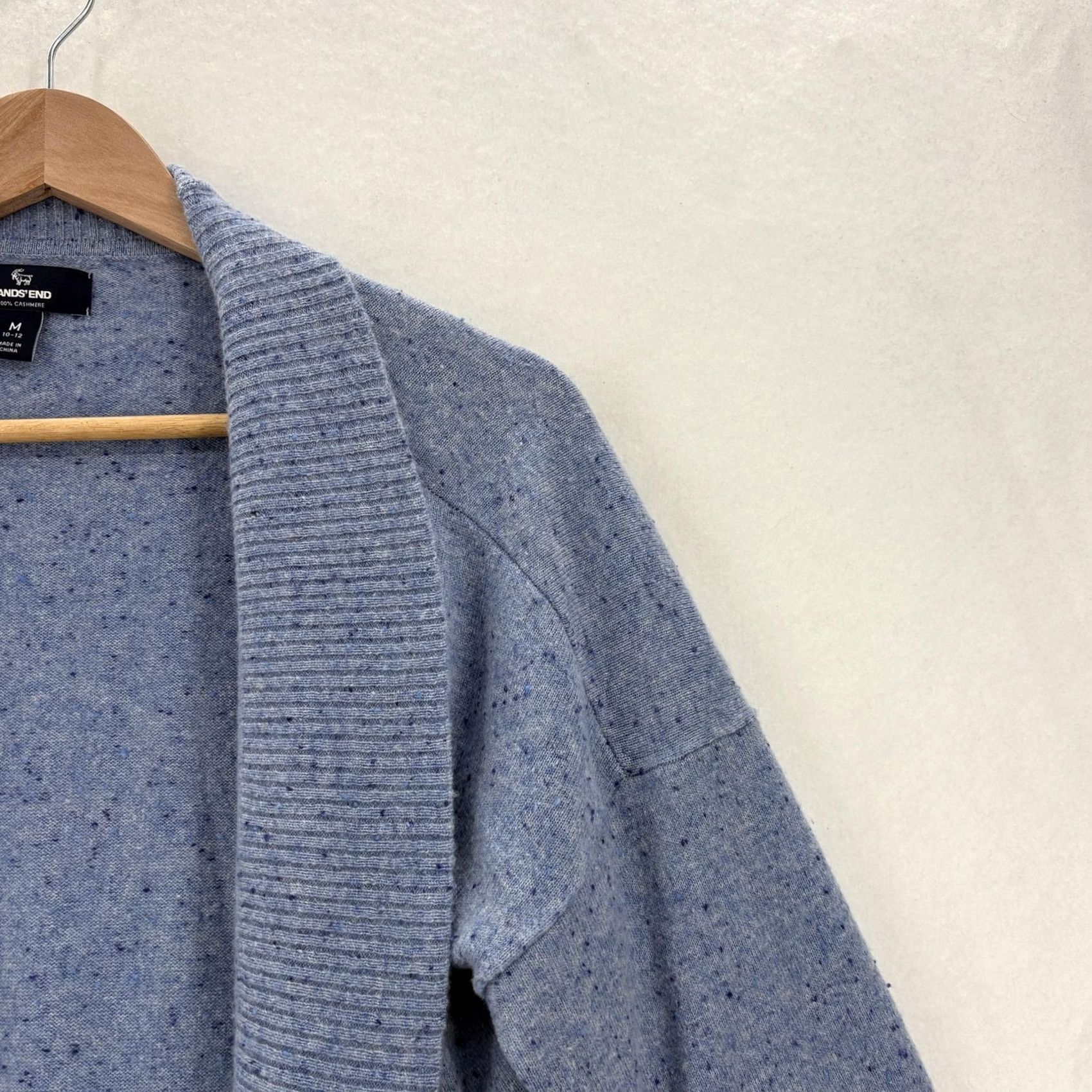 Lands' End Lands' End Cardigan Sweater Womens M Blue 100% Cashmere Open Front Knit Cozy Size M / US 6-8 / IT 42-44 - 2 Thumbnail