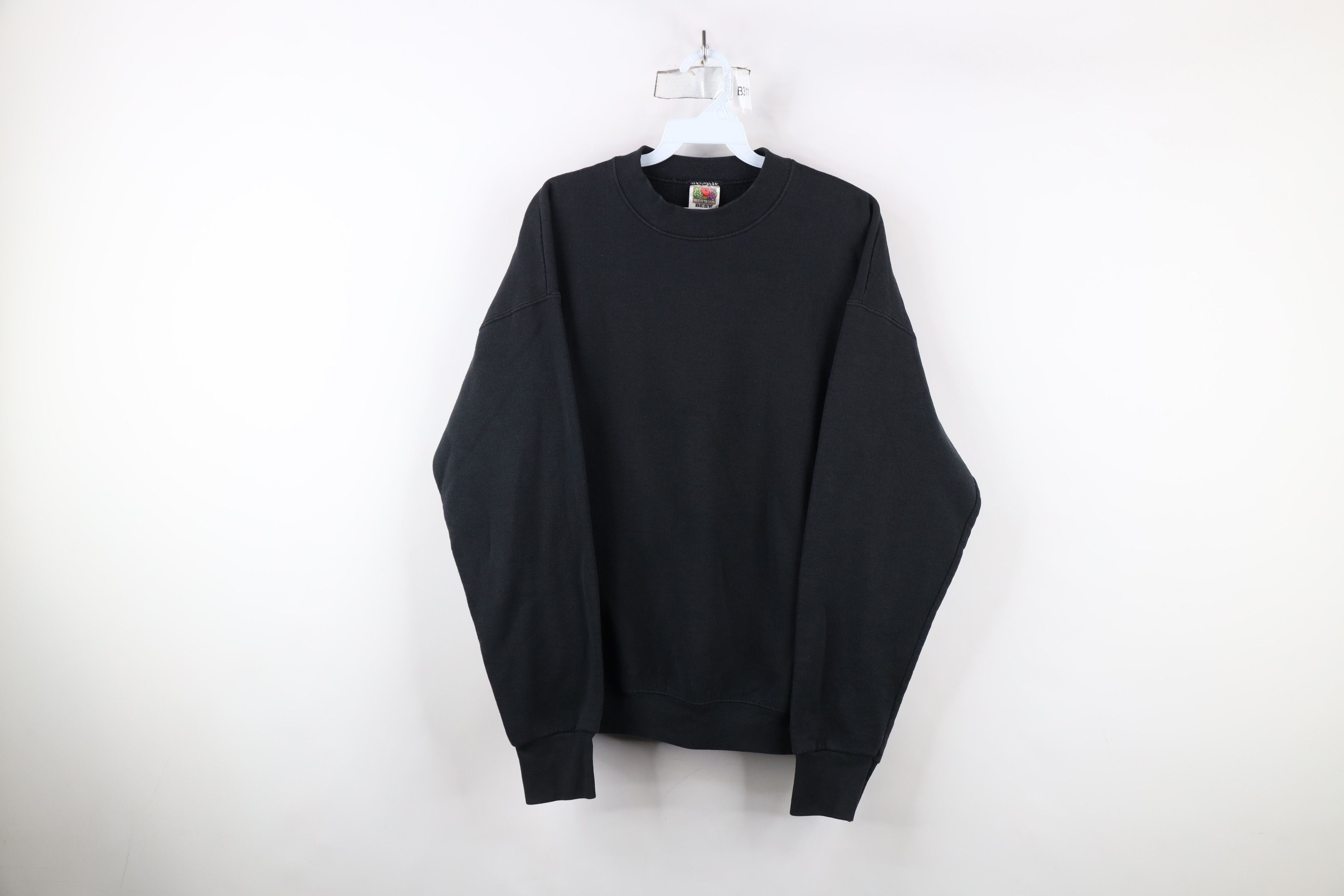 Vintage Vintage 90s Streetwear Faded Blank Crewneck Sweatshirt Black Size US L / EU 52-54 / 3 - 1 Thumbnail