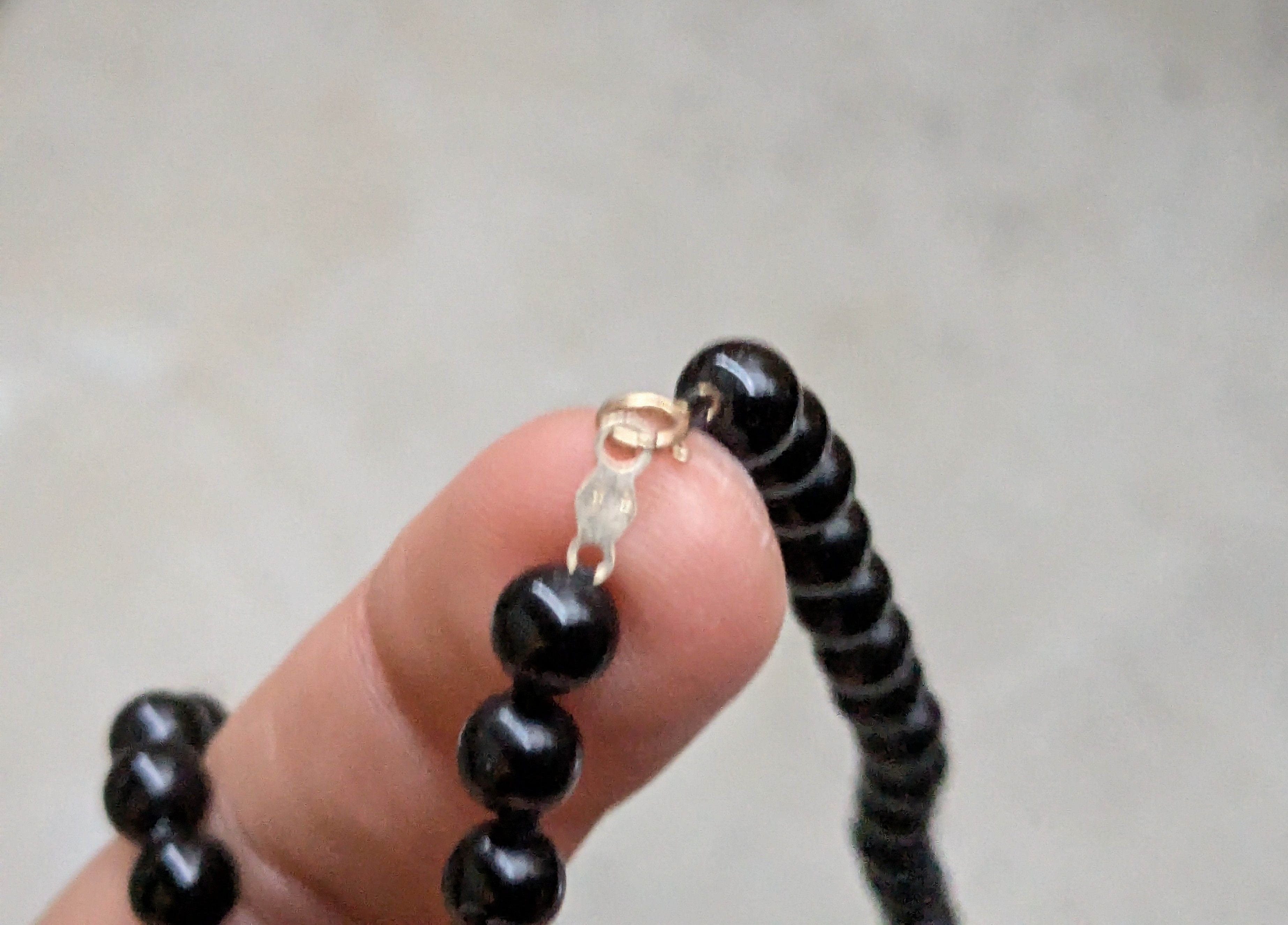Vintage Vintage 14k Gold Onyx Necklace Beads Round Size ONE SIZE - 8 Thumbnail