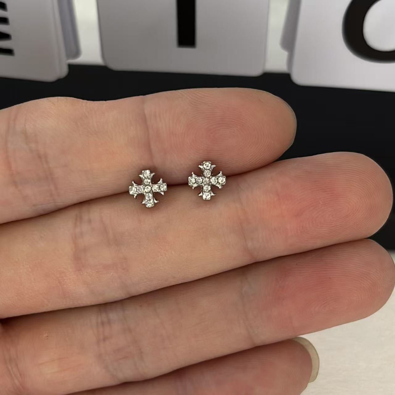 Other 6mm CZ Cross Stud Earrings for Men Women Size ONE SIZE - 1 Thumbnail