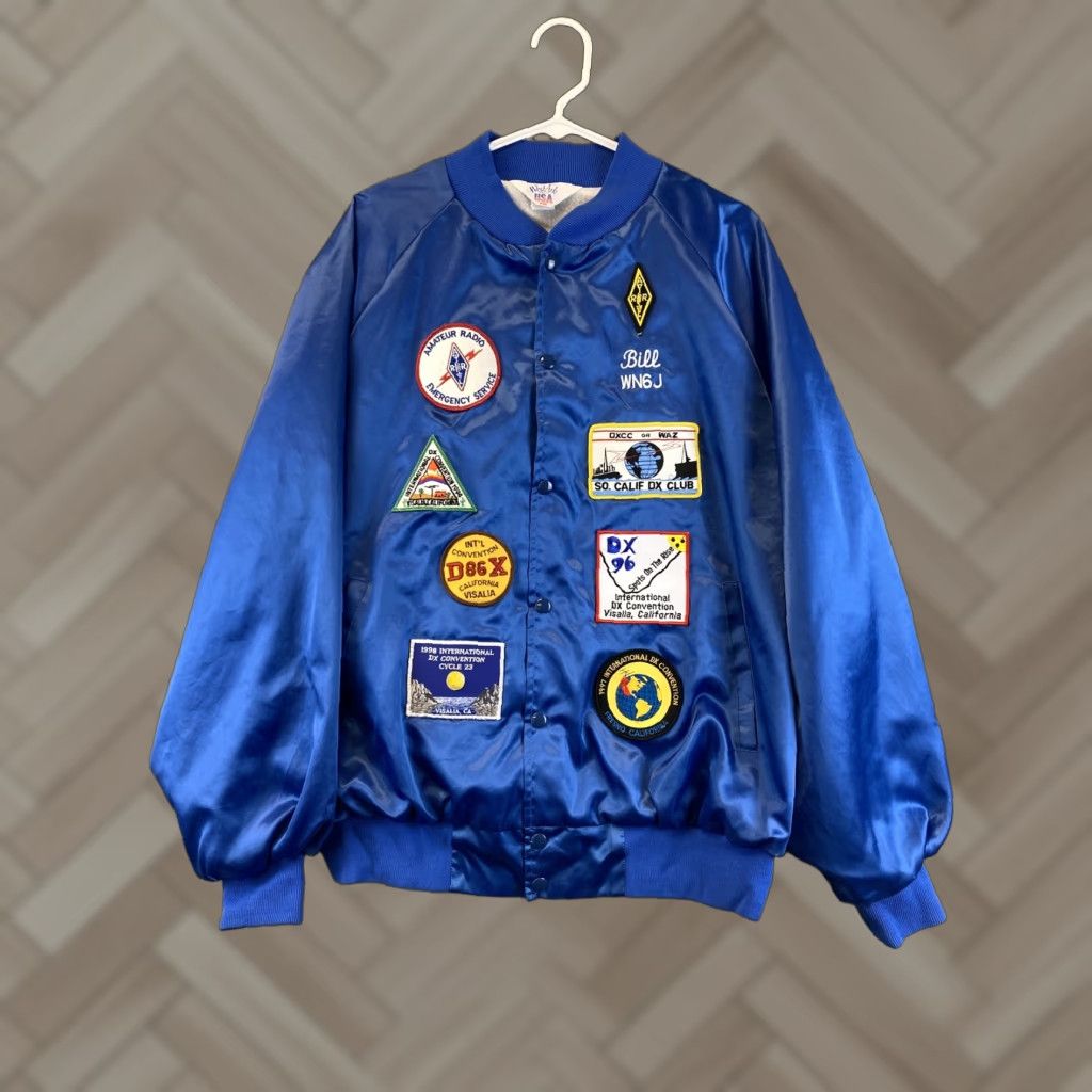 Vintage Vintage Satin Bomber Jacket XXL USA Blue vtg 90s fishing West Ark Size US XXL / EU 58 / 5 - 1 Thumbnail