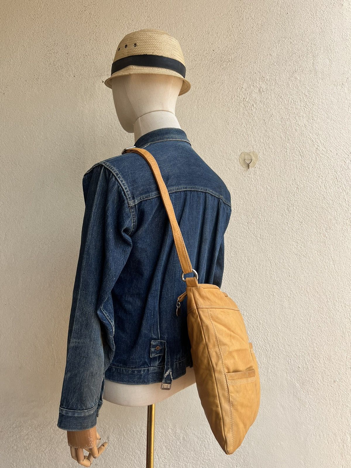 Leather Vintage DEL CONTE Muddy Stains Fade Patina Leather Bag Size ONE SIZE - 5 Thumbnail
