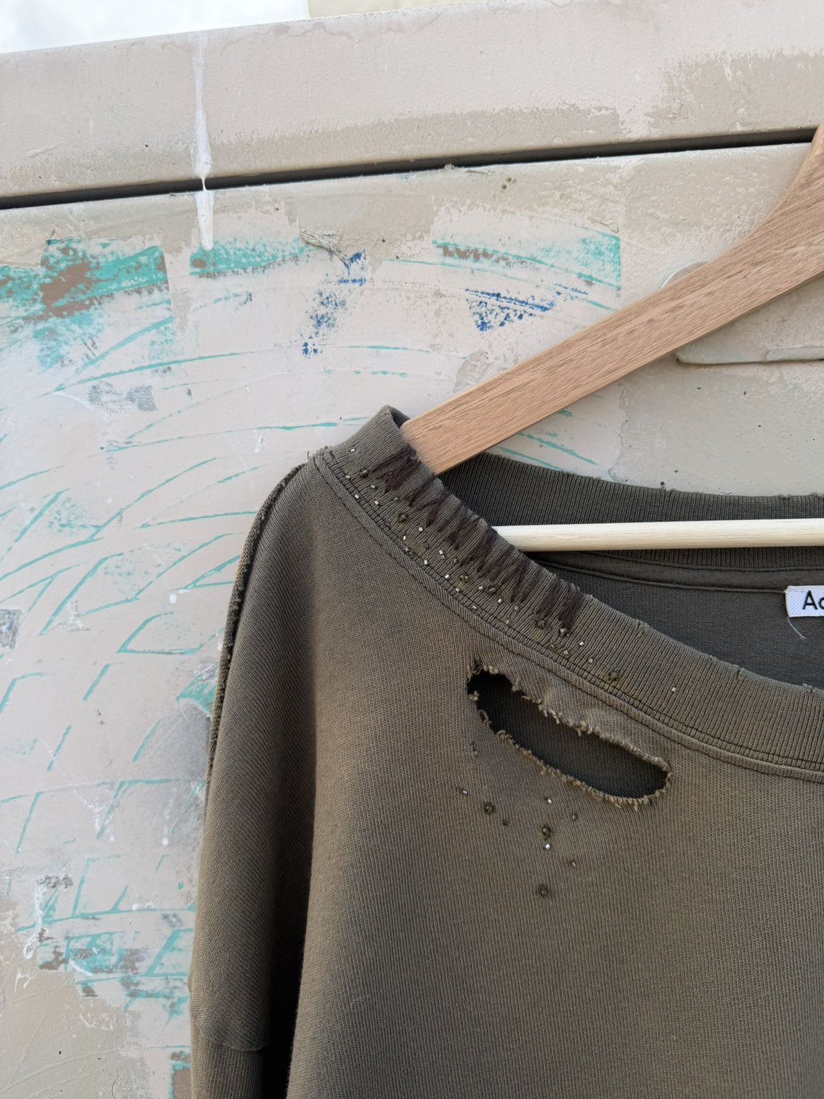 Acne Studios Acne Studios Sage Green Pearlized and Distressed Long Sleeve Size US M / EU 48-50 / 2 - 5 Thumbnail
