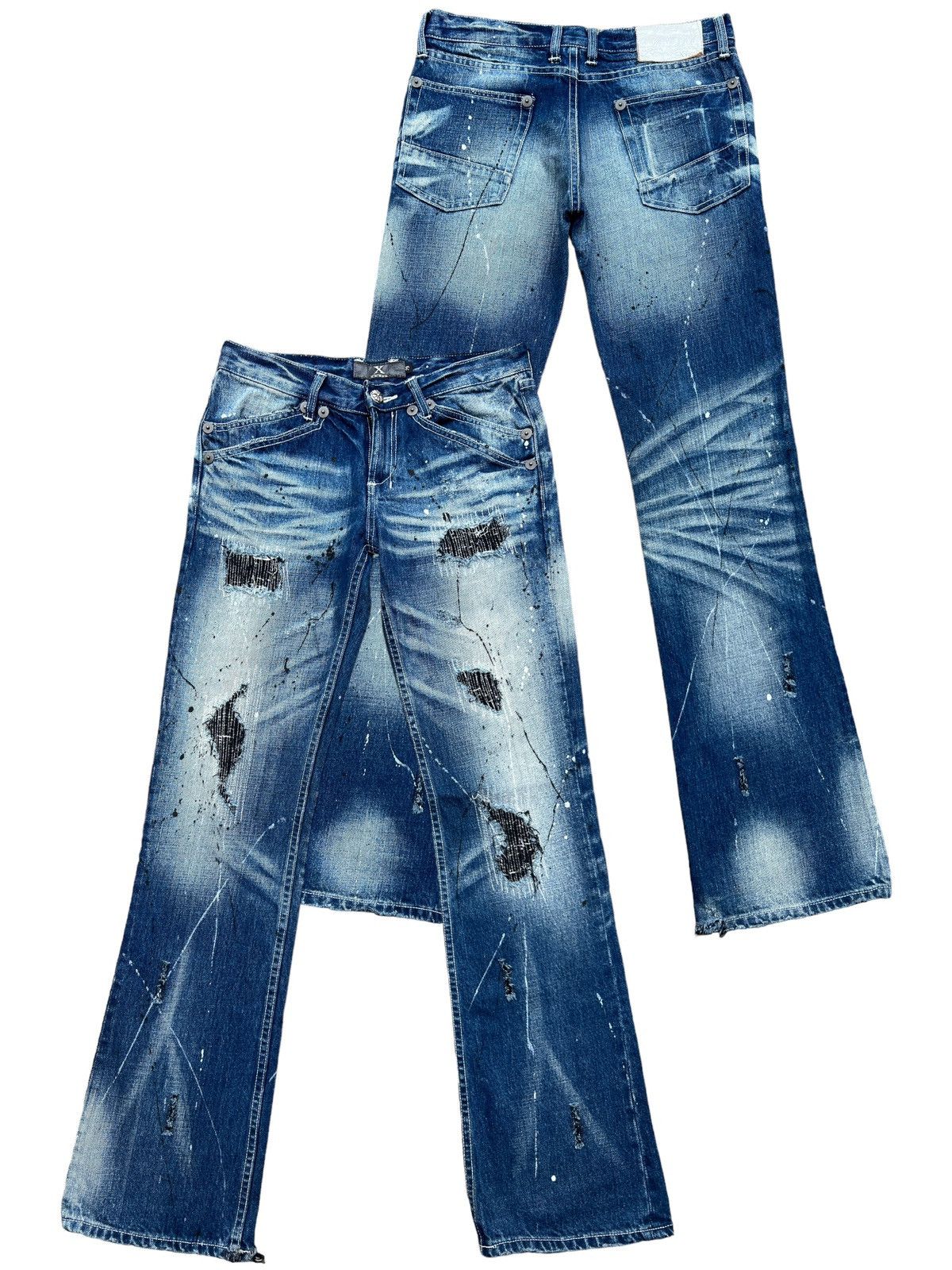 image of Hype Flare Frm Japan Distressed Rusty Lowrise Denim Jeans 31X34 in Denim Blue, Men's