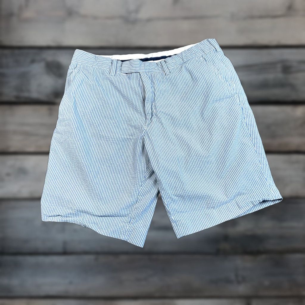 Polo Ralph Lauren Polo Ralph Lauren Seersucker Shorts Blue Striped Casual Men's 35 Regular Inseam 9 90s Preppy Size US S / EU 44-46 / 1 - 1 Thumbnail