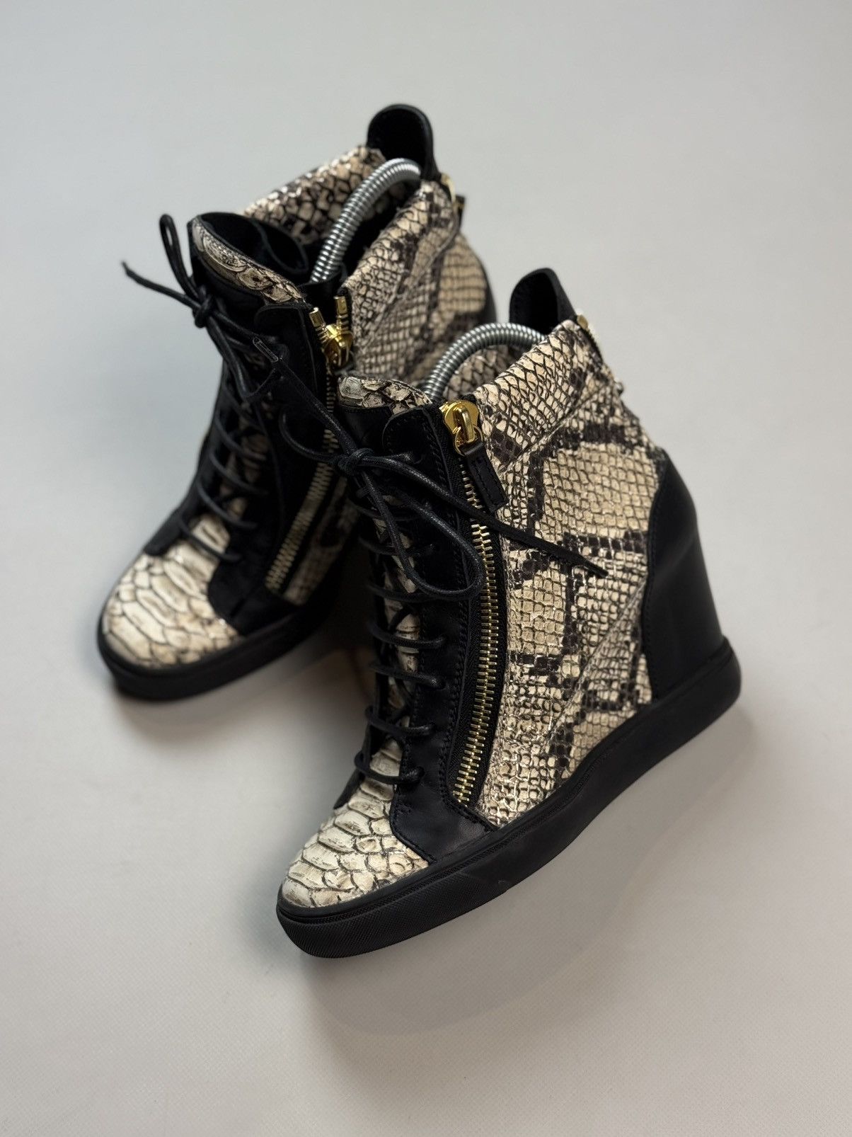Giuseppe Zanotti Zanotti Python Embossed Leather Coby High Top Sneakers Shoes Size US 8.5 / IT 38.5 - 11 Thumbnail