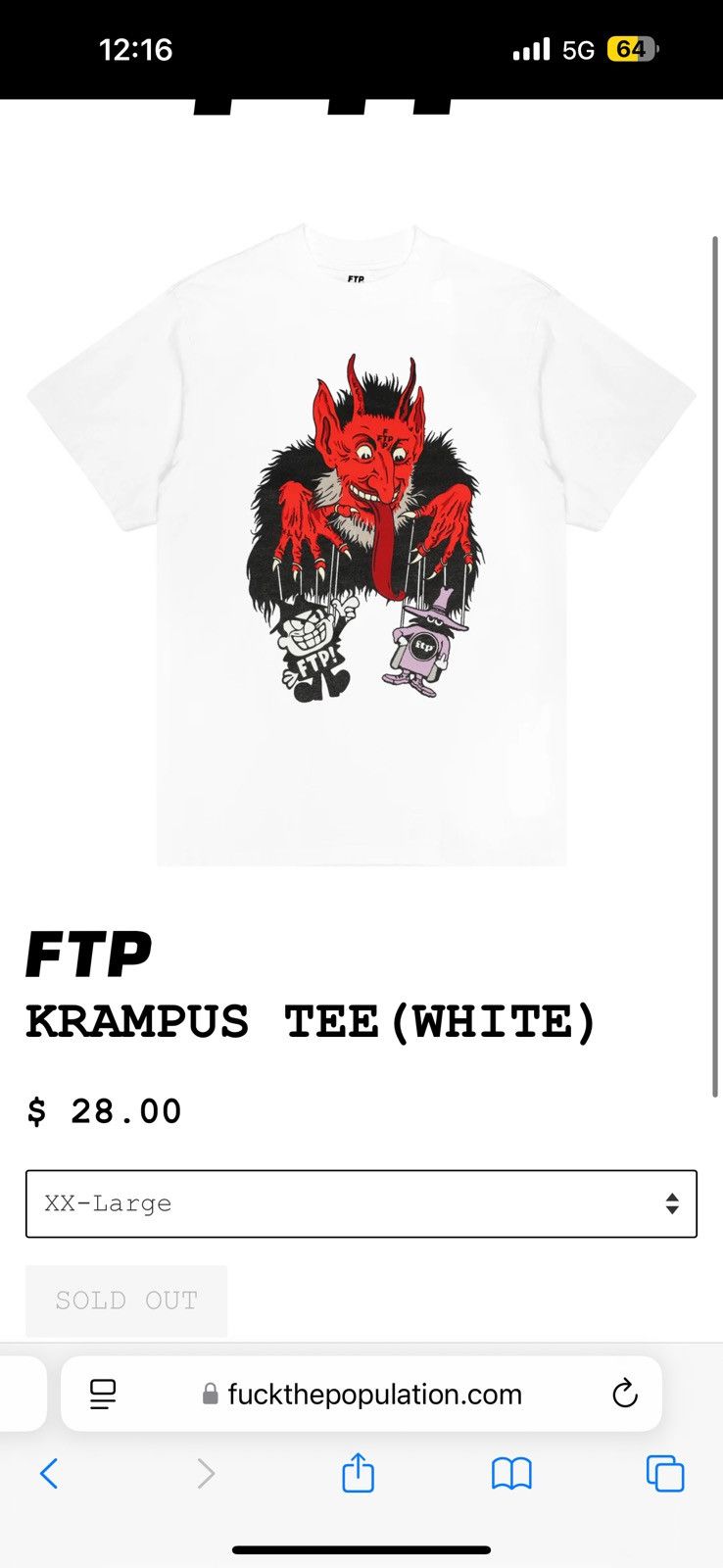 Fuck The Population Krampus FTP Tee Size US XXL / EU 58 / 5 - 1 Thumbnail