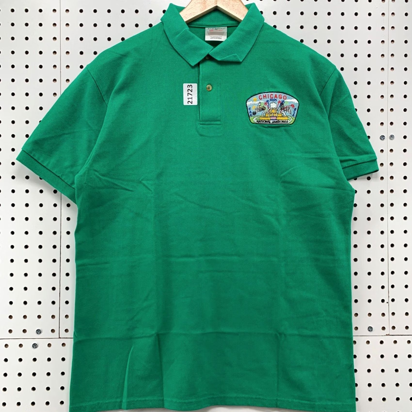 Hanes VINTAGE BSA Polo Shirt Chicago Jamboree 2005 Green Mens Medium 21x28.5 Boy Scout Size US M / EU 48-50 / 2 - 6 Thumbnail