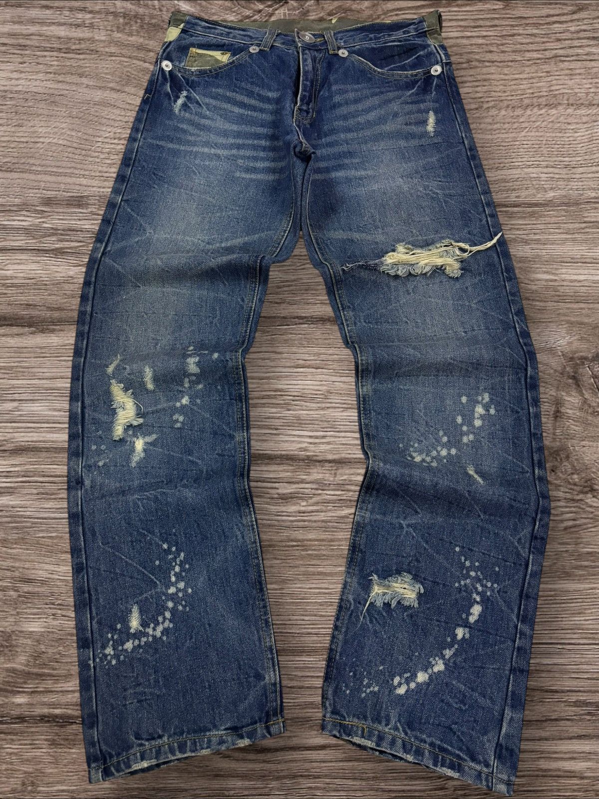 Jun Takahashi Japan Camo Undercover Inspired Grunge Ripped Jeans Size US 30 / EU 46 - 2 Thumbnail