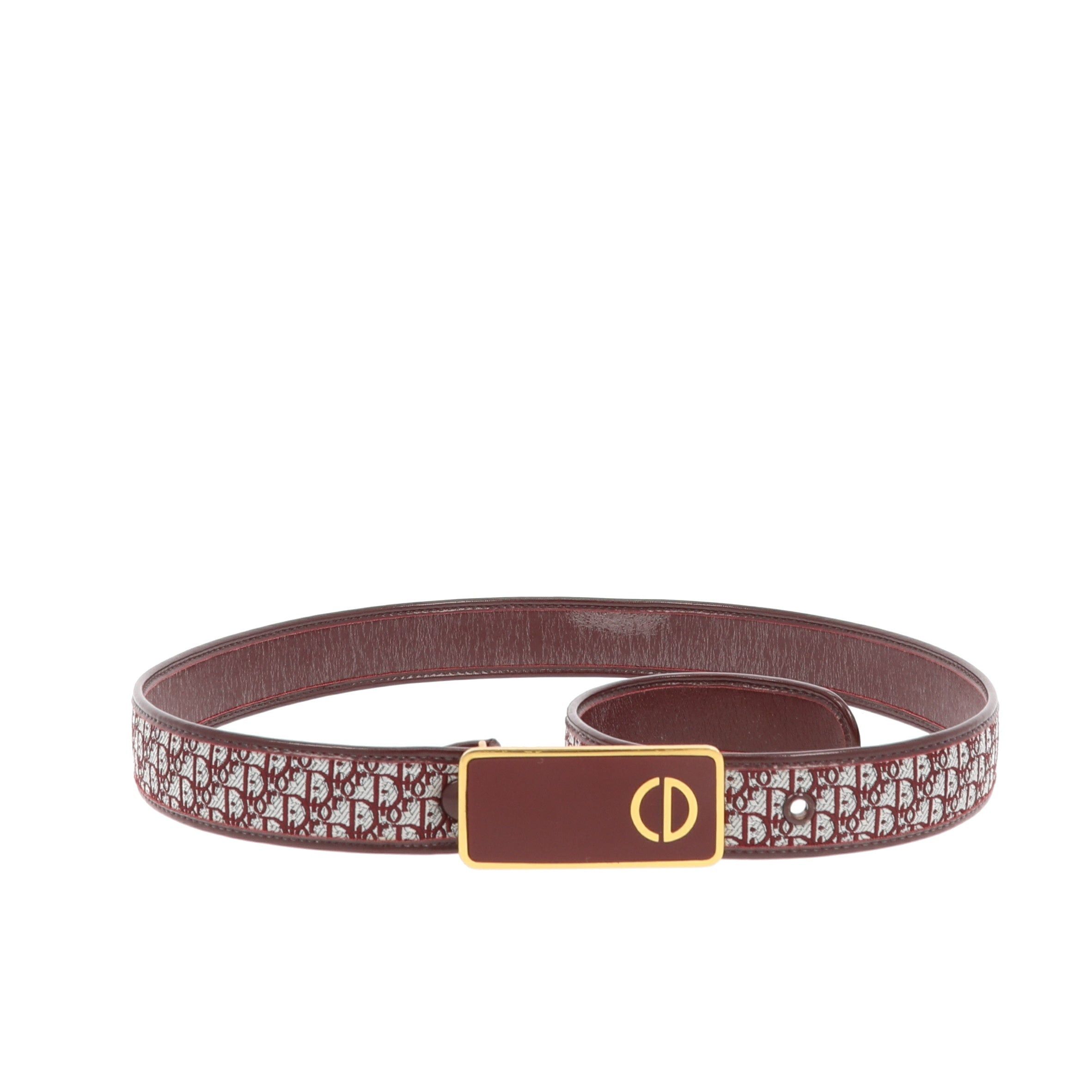image of Christian Dior Belt In Bordeaux Fabric in Red, Women's