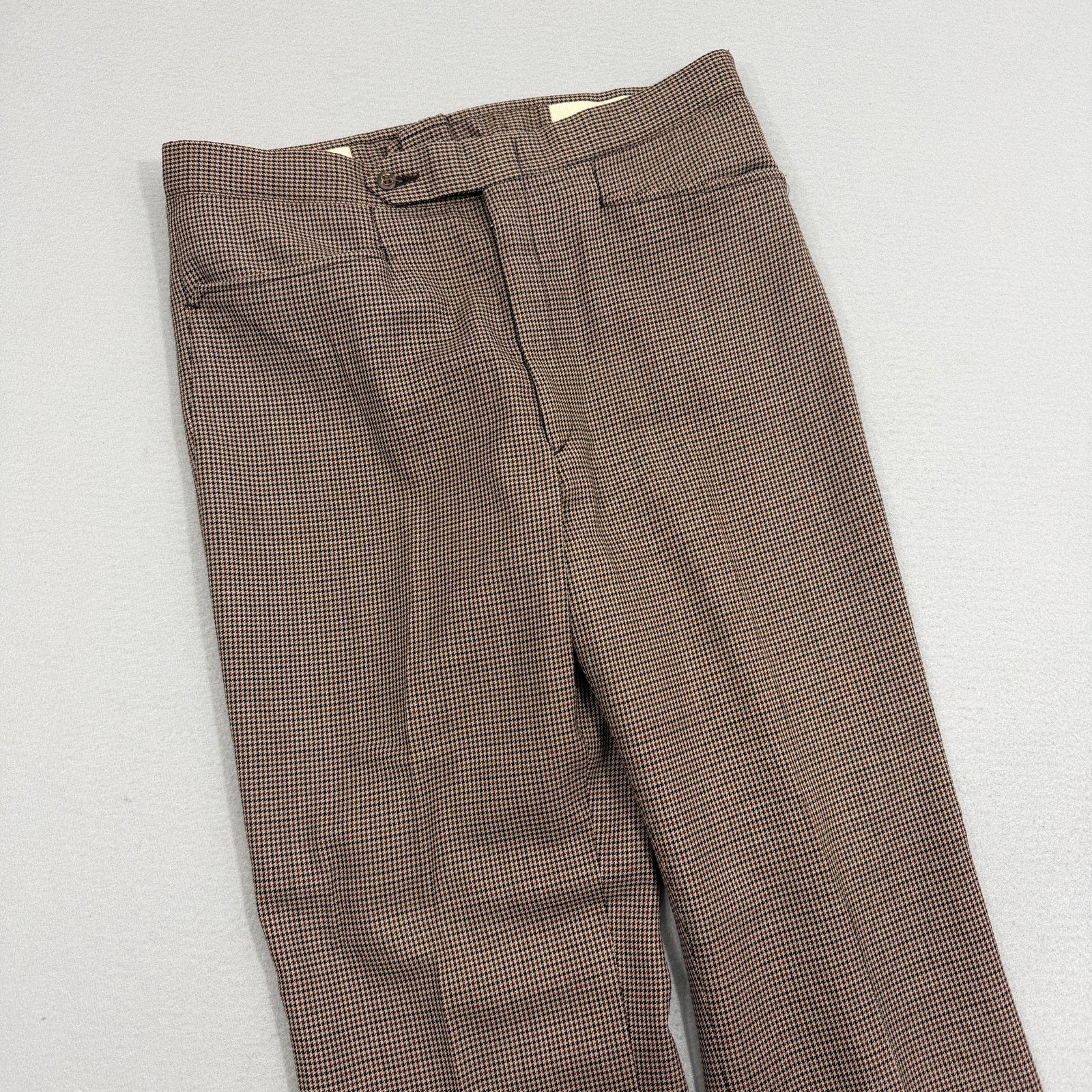 Vintage Vintage Sansabelt Houndstooth Trouser Pants 36x34 Brown 70s Size US 36 / EU 52 - 1 Thumbnail