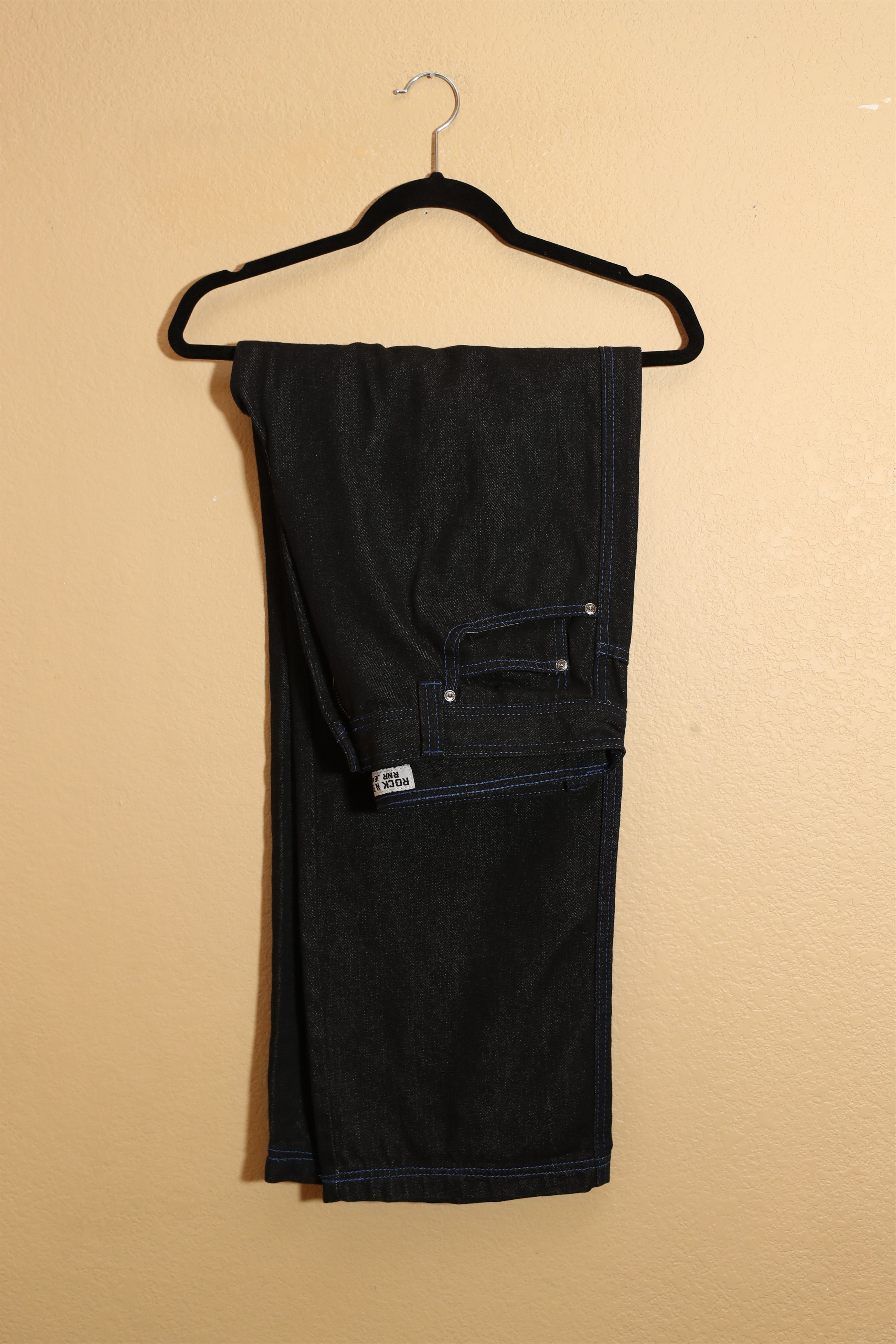 Vintage Vintage Rock N Run RNR Dark Wash Wide Leg Jeans (34x32) Size US 34 / EU 50 - 1 Thumbnail