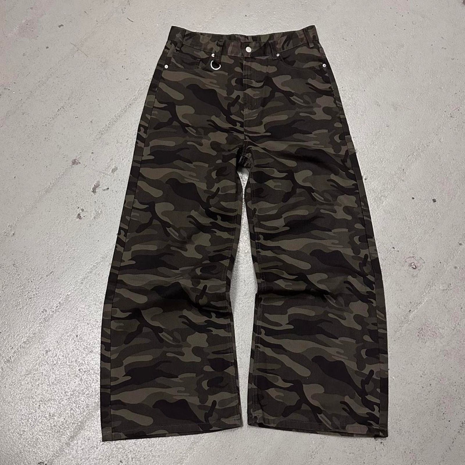 CAMO WIDE LEG BAGGY DENIM 32 WAIST