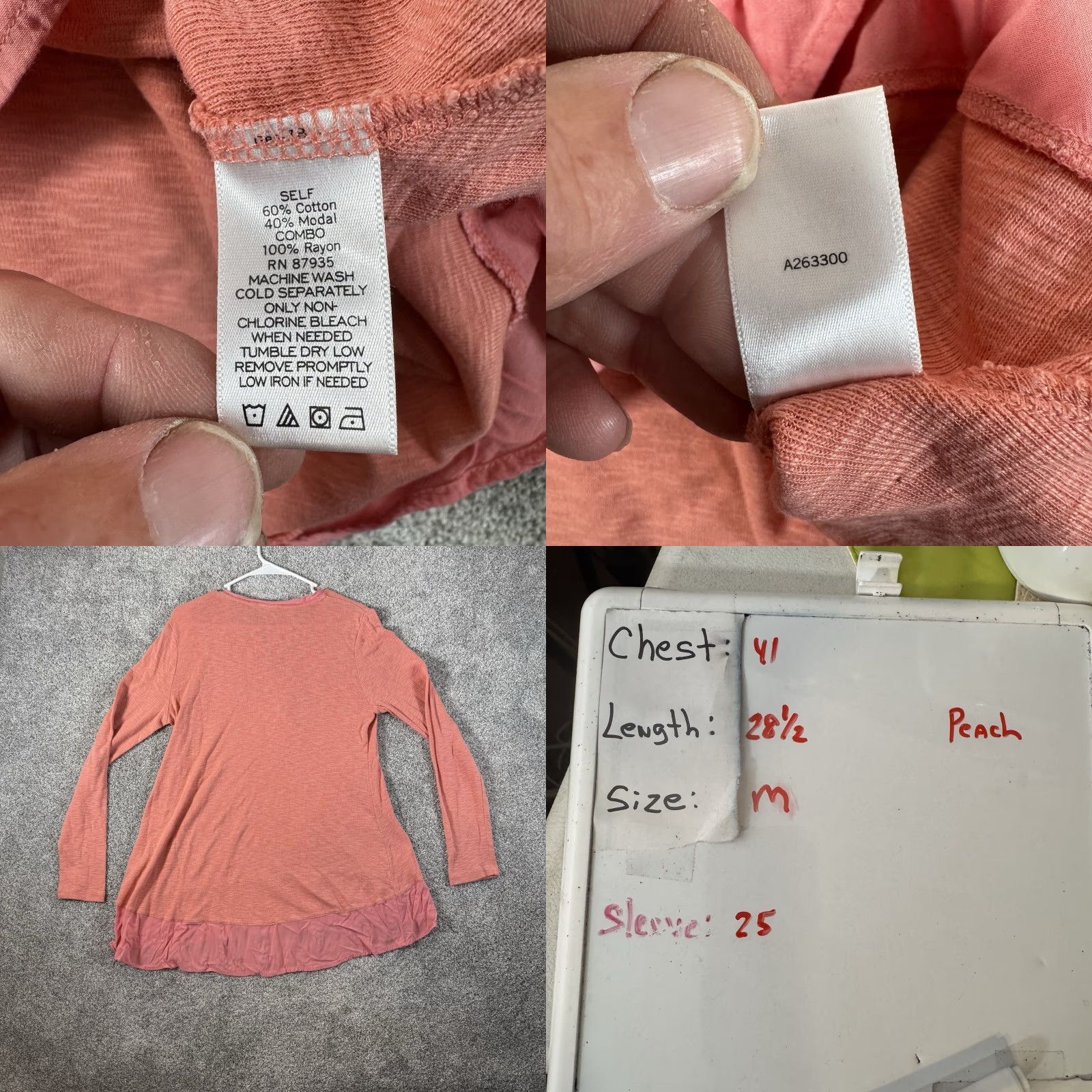 Vintage LOGO by Lori Goldstein Top M Lagenlook Boho Casual Layering Comfort Cozy Peach Pink Long Sleeve Pullover Women Casual Mens? Size M / US 6-8 / IT 42-44 - 8 Thumbnail