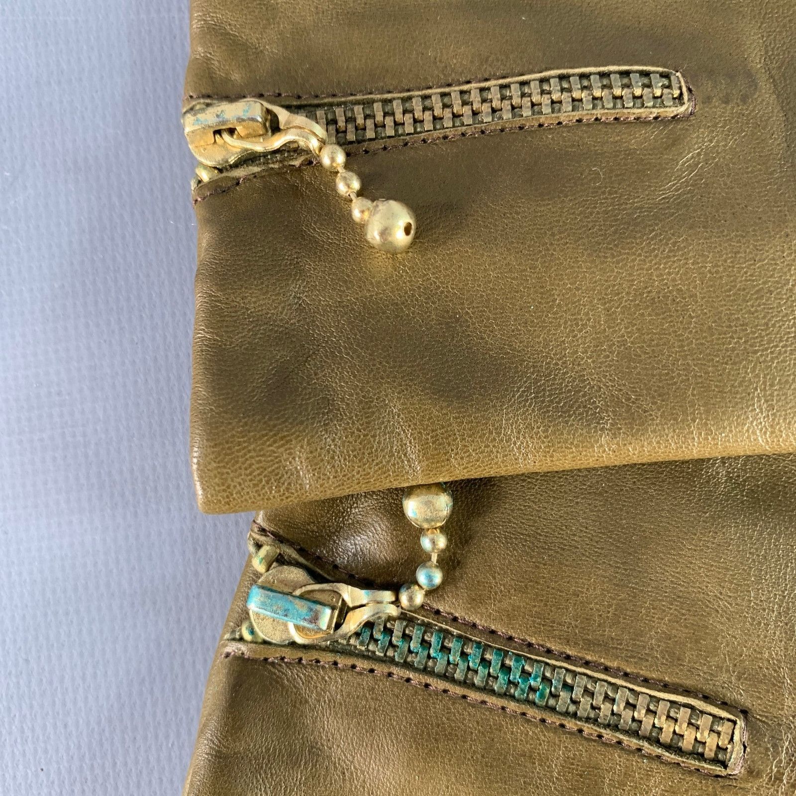 J.Crew J.CREW Size S Green Olive Leather Cashmere Lined Gloves Size ONE SIZE - 4 Thumbnail