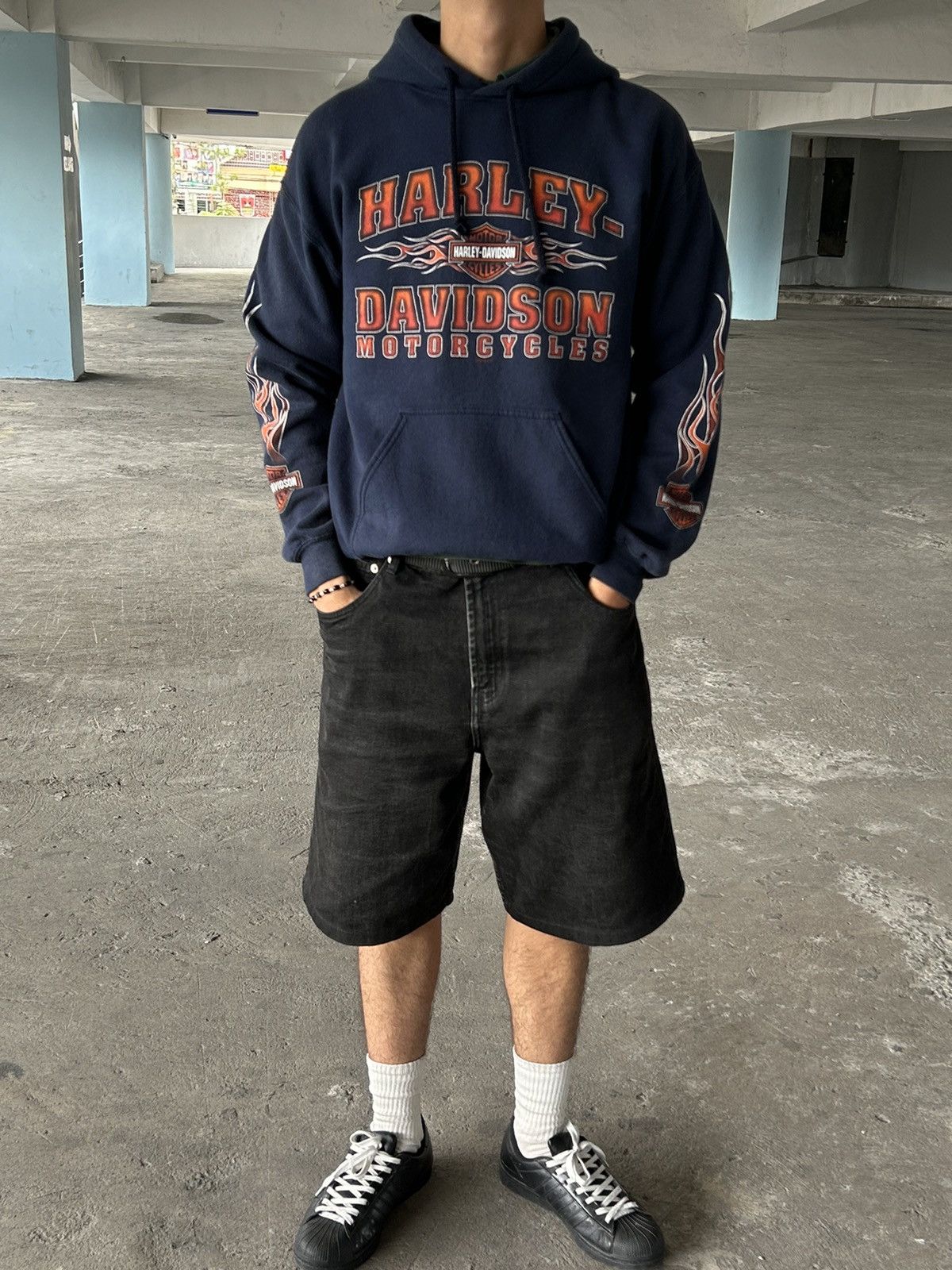 Harley Davidson × Vintage Vintage Harley Davidson hoodie Spell out Size US XL / EU 56 / 4 - 2 Thumbnail