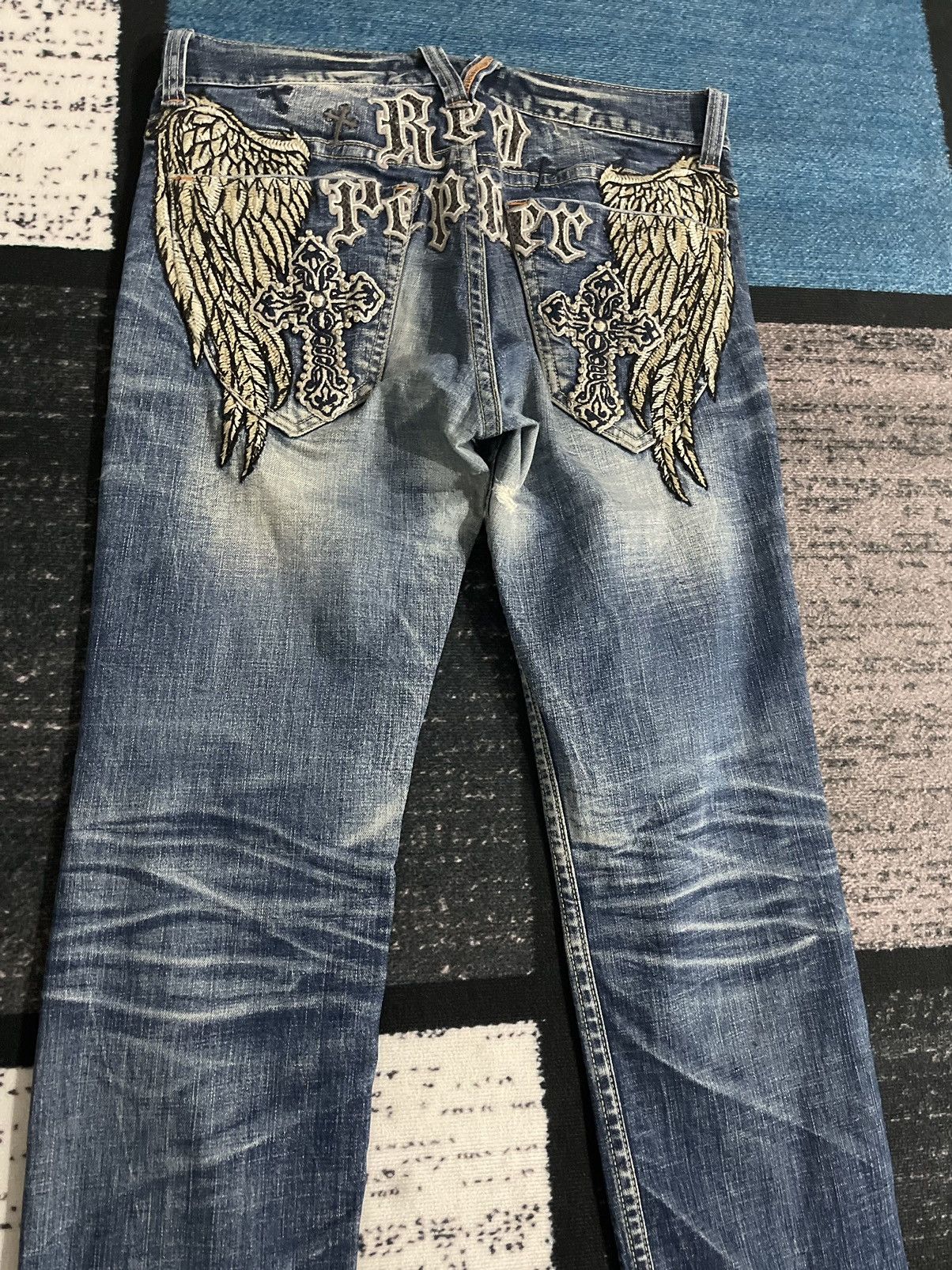 Japanese Brand VINTAGE RED PEPPER JAPAN&CO EMBROIDERY LOGO DENIM JEANS Size US 34 / EU 50 - 4 Thumbnail