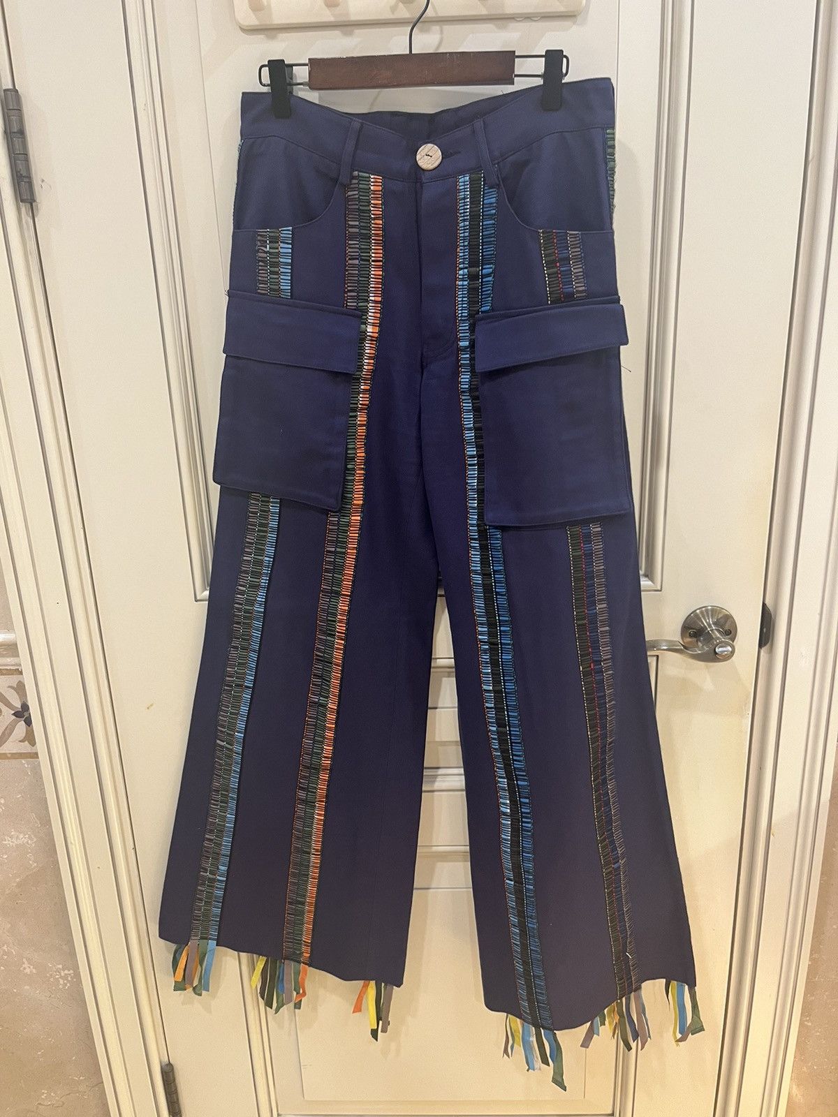 Bethany Williams wide legged flared cargo pamts with ribbons sizeS Size US 28 / EU 44 - 1 Thumbnail