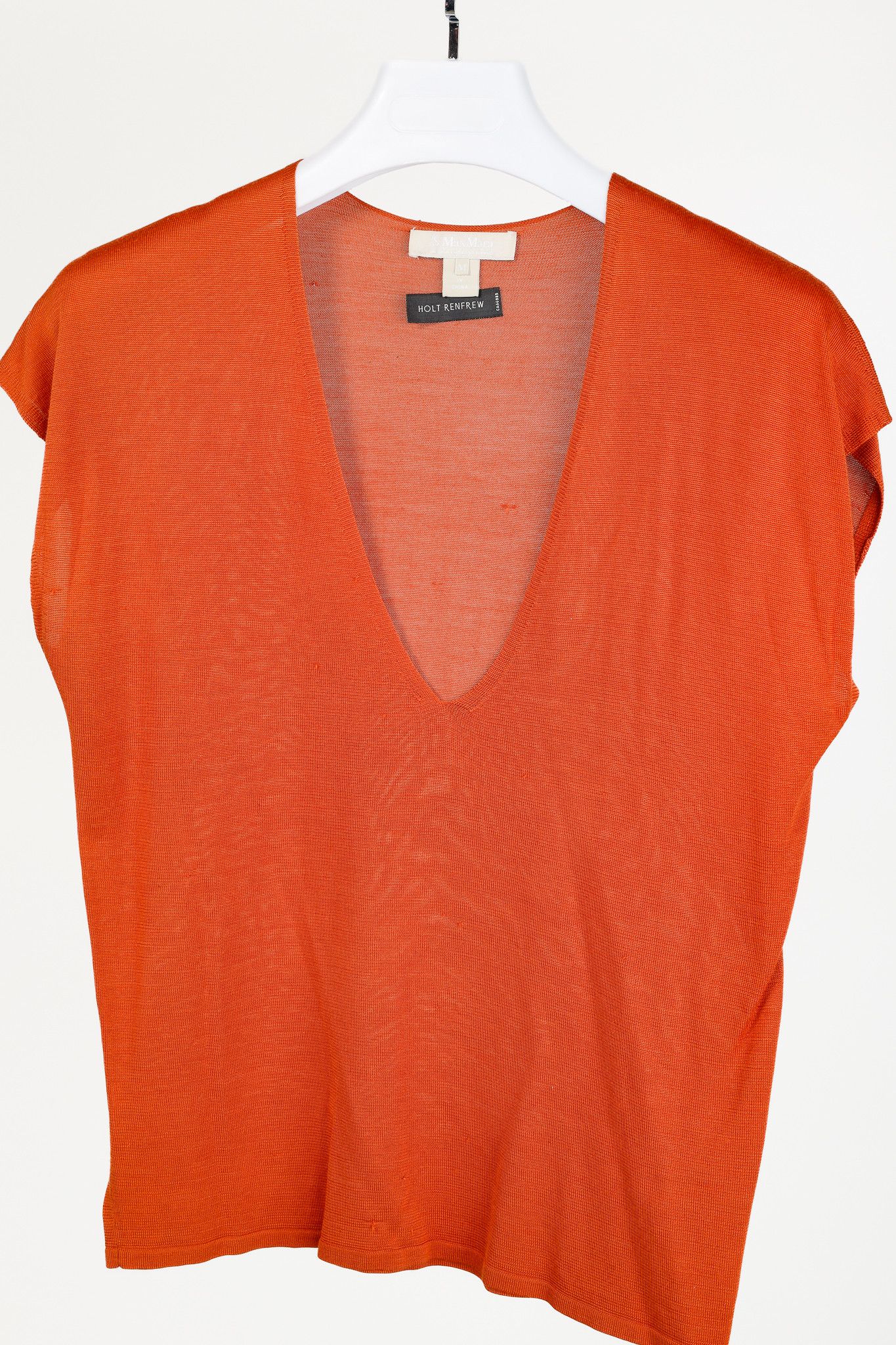 Max Mara 'S Max Mara Burnt Short Dolman Sleeve Silk V-neck Knit Top Size M / US 6-8 / IT 42-44 - 6 Thumbnail