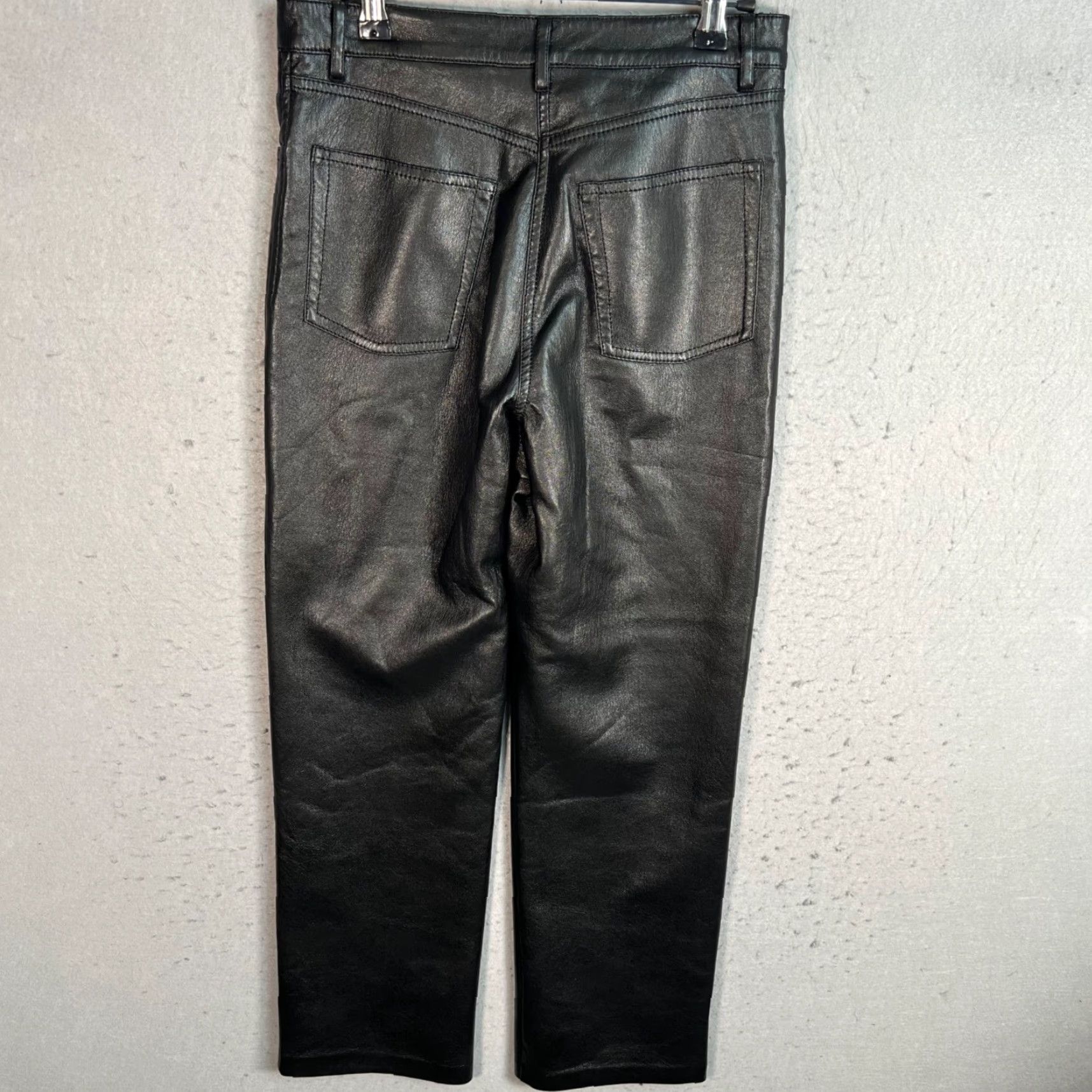 Vintage Wilfred Womens 6 Black Faux Leather Straight Leg Pants Size 28" / US 6 / IT 42 - 2 Thumbnail