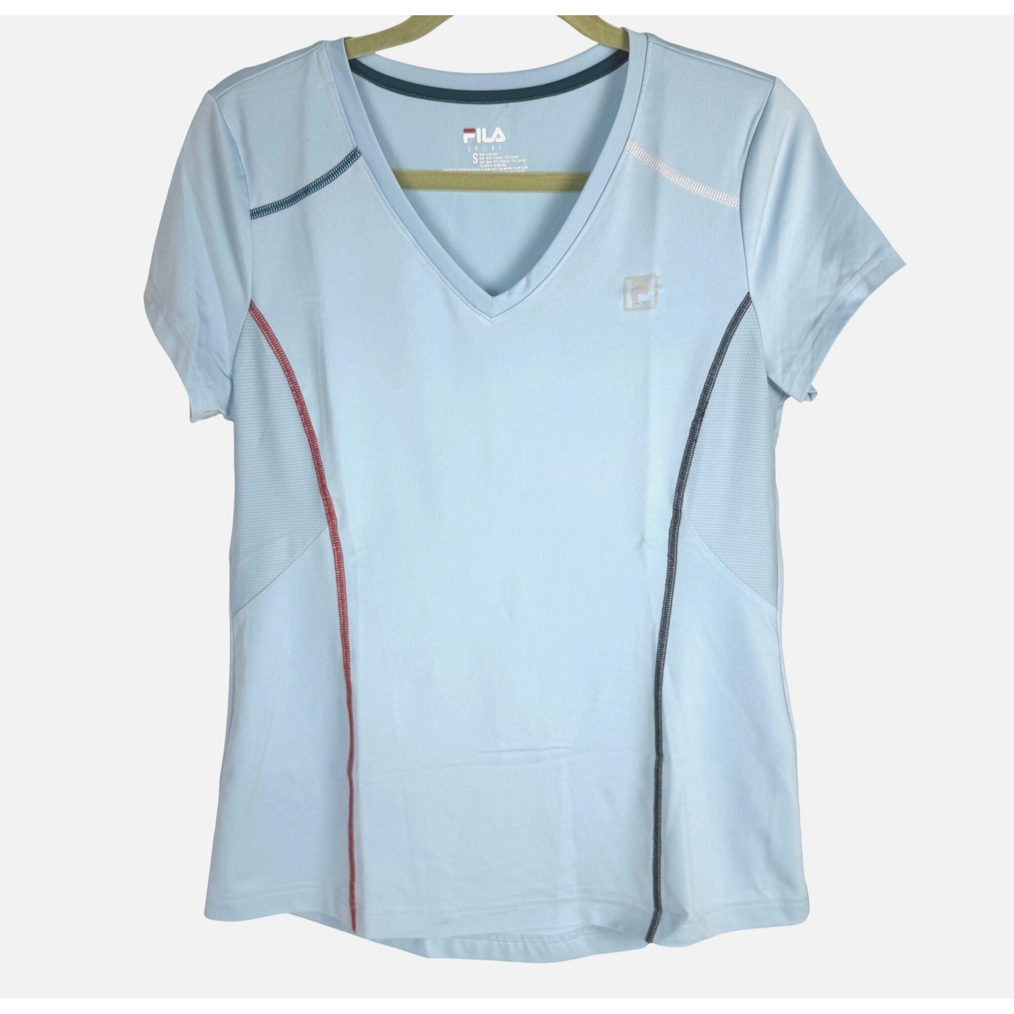 Fila Fila Sport Women's Short-Sleeve Athletic Shirt V-Neck Blue S Size M / US 6-8 / IT 42-44 - 1 Thumbnail