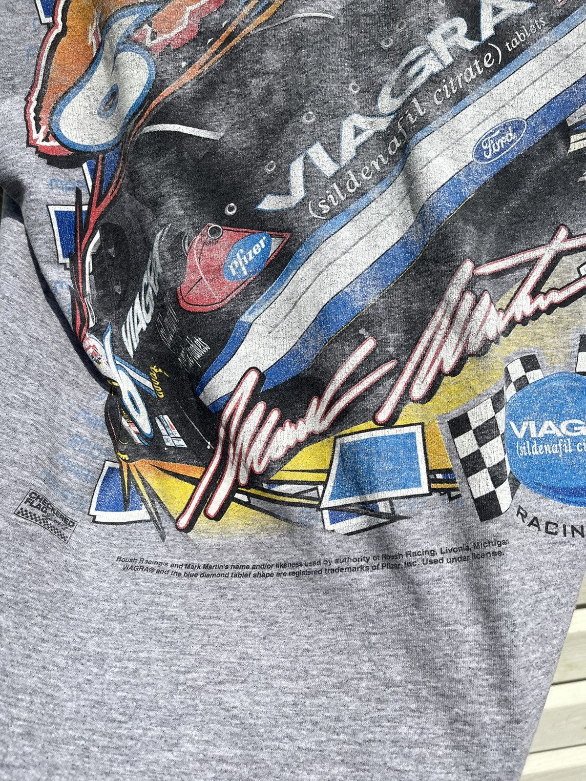 NASCAR 90s Viagra NASCAR Ford Racing Mark Martin Vintage Tee Shirt Size US XL / EU 56 / 4 - 17 Thumbnail