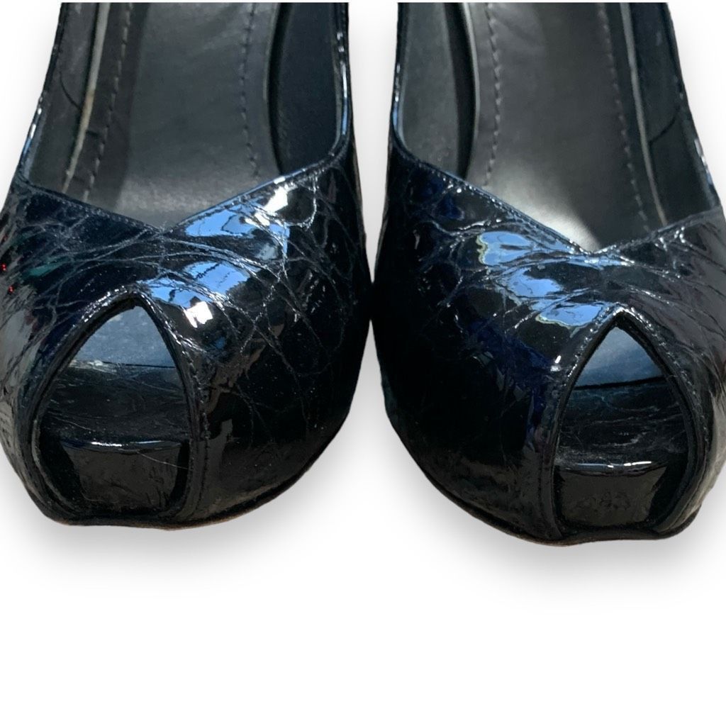Stuart Weitzman Stuart Weitzman Platform Heels Black Patent Leather Snakeski Size US 9 / IT 39 - 4 Thumbnail
