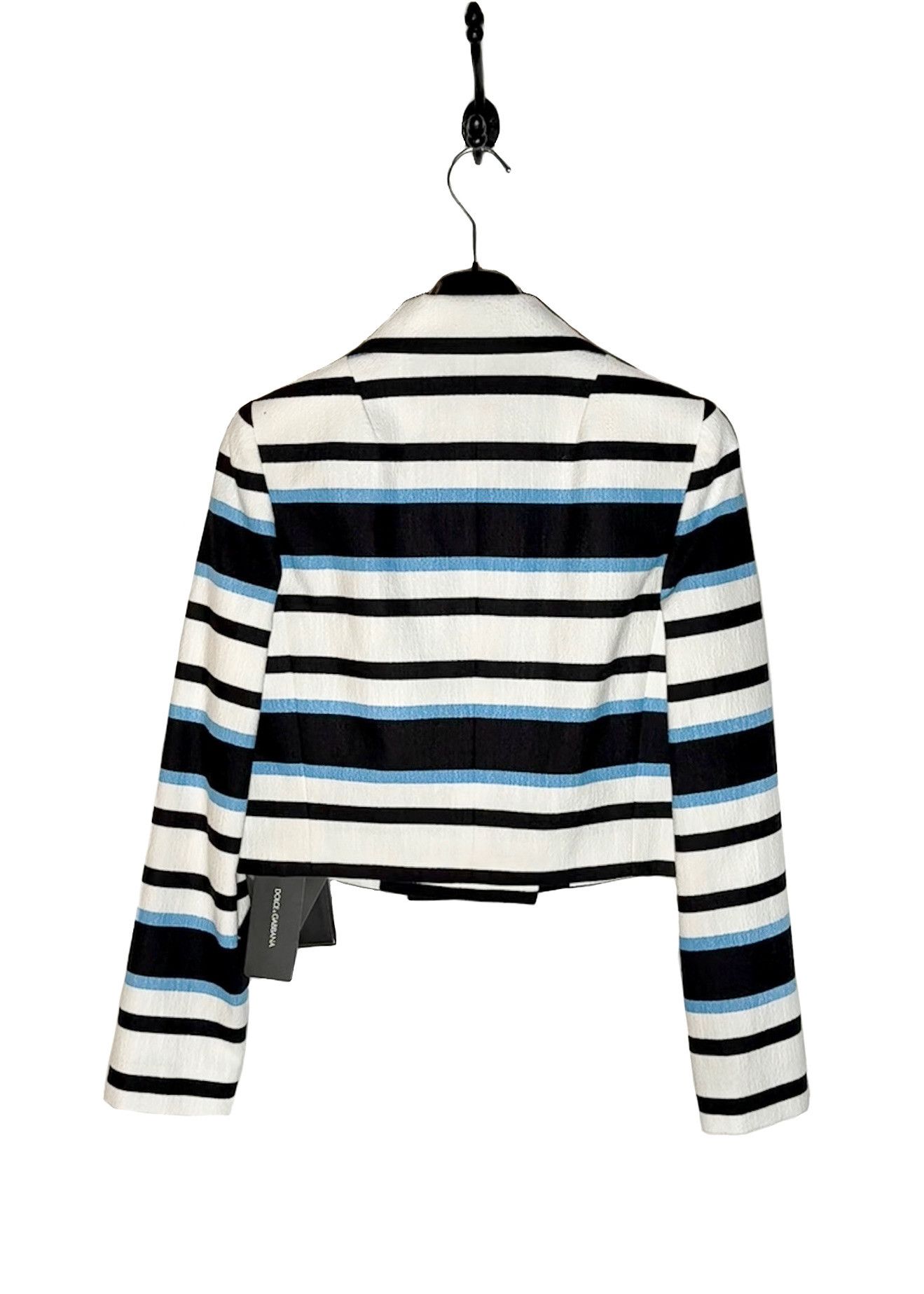 Dolce & Gabbana Dolce & Gabbana White Blue Striped Crystal Buttoned Jacket Size XS / US 0-2 / IT 36-38 - 6 Thumbnail