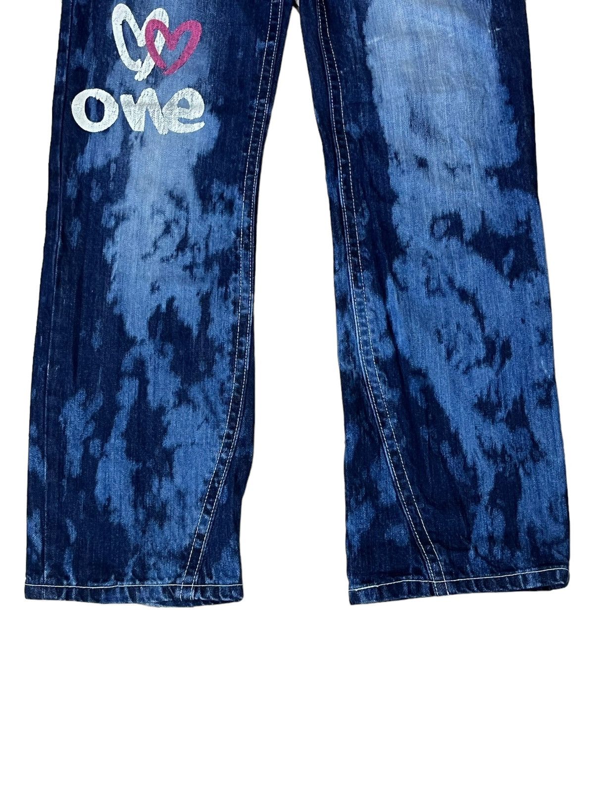 Japanese Brand SICK🔥JAPANESE BMB BLUE MOON BLUE STRAIGHT LEG PAINTED JEANS Size US 32 / EU 48 - 3 Thumbnail