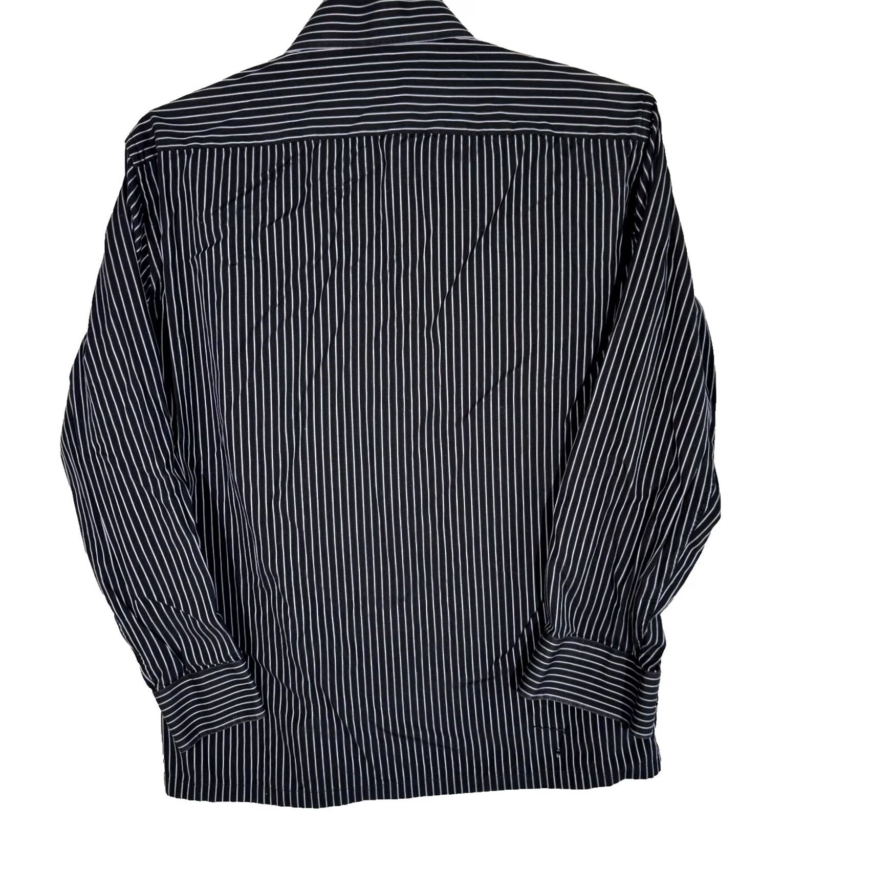 Hugo Boss HUGO BOSS Dress Shirt 17 (34/35 Sleeve) Black Pinstripe Long Sleeve Button-Up Shirt Mens Dress Shirt Size 46R - 2 Thumbnail