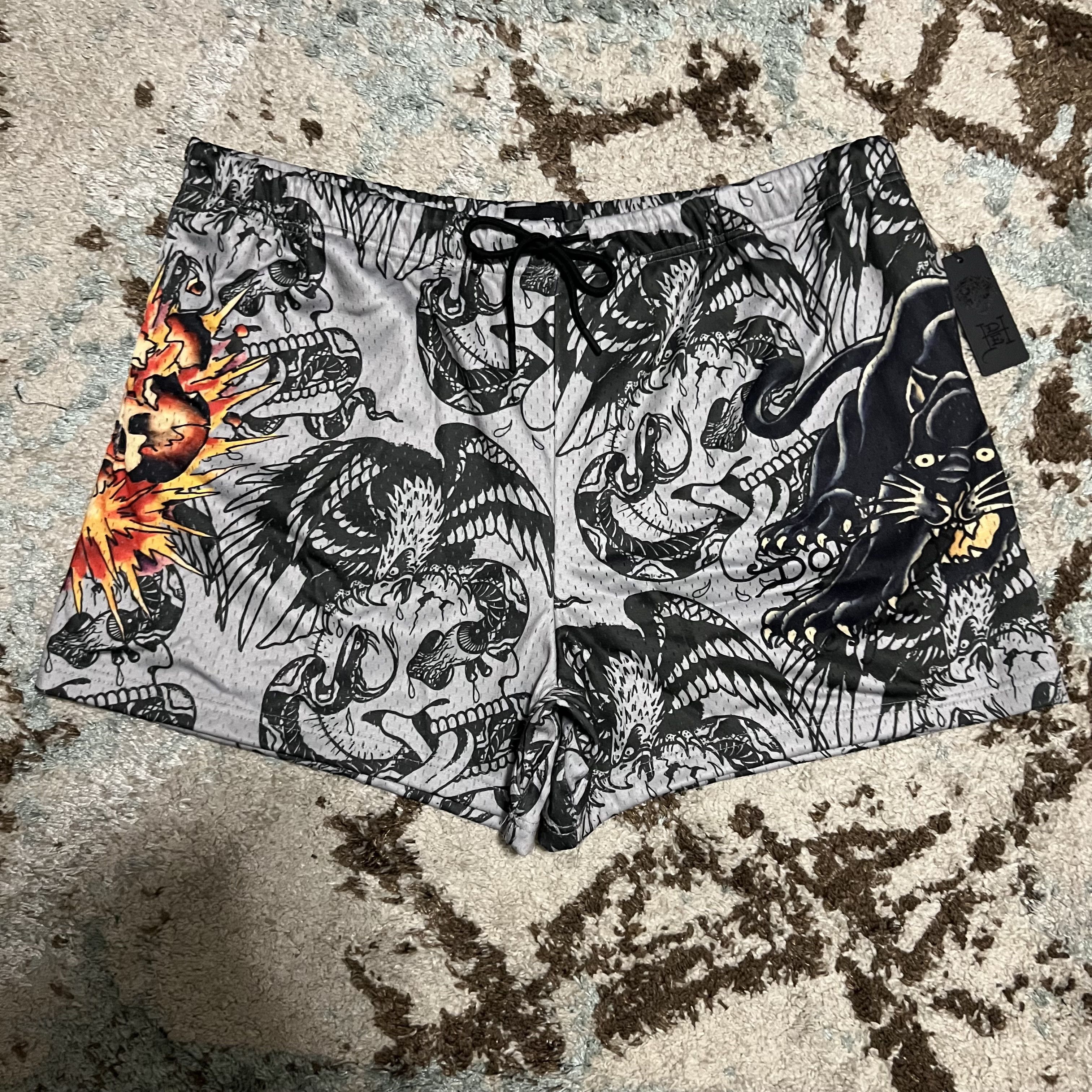 Ed Hardy NWT Don Ed Hardy Exploding Skull Athletic Shorts 2XL Y2K Size US 40 / EU 56 - 3 Thumbnail