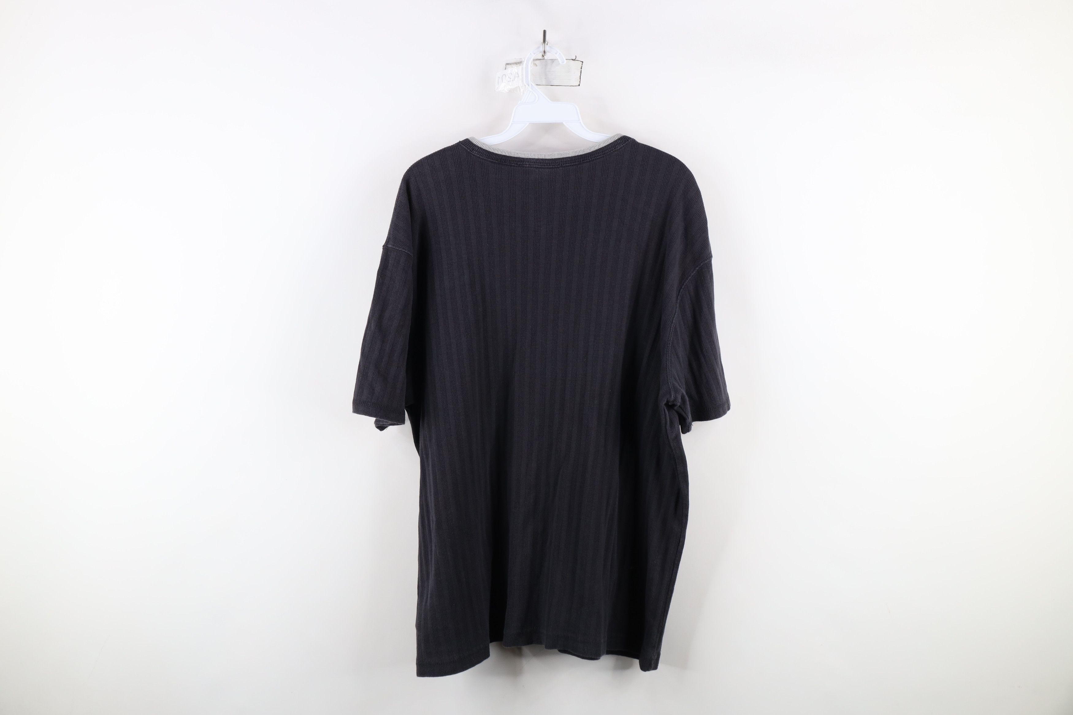 Tommy Hilfiger × Vintage Vintage 90s Tommy Hilfiger Ribbed Knit V-Neck T-Shirt Black Size US XL / EU 56 / 4 - 9 Thumbnail