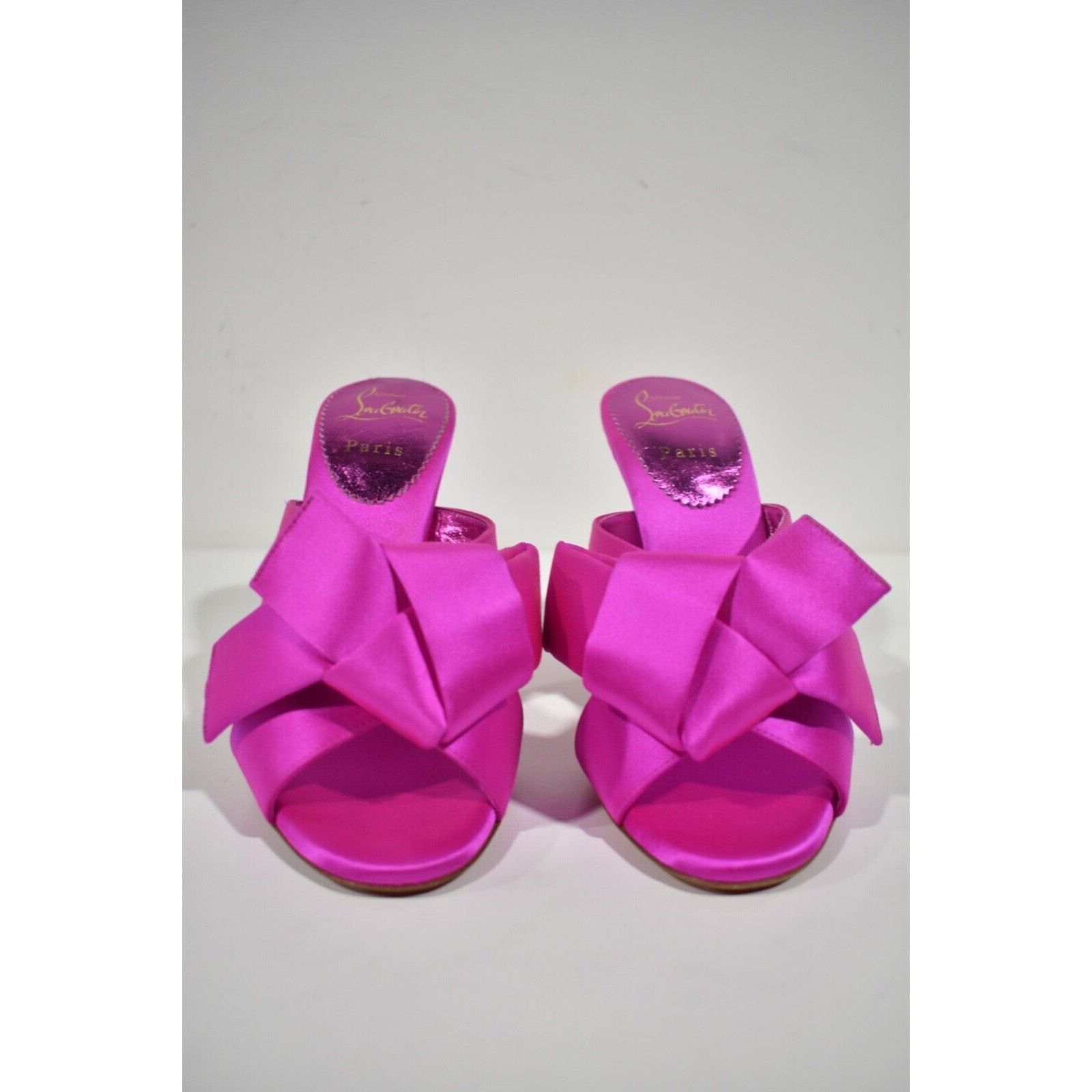 Christian Louboutin Matricia 100 Holly Pink Satin Backless Sandal Heel Pump 36 Size US 6 / IT 36 - 5 Thumbnail