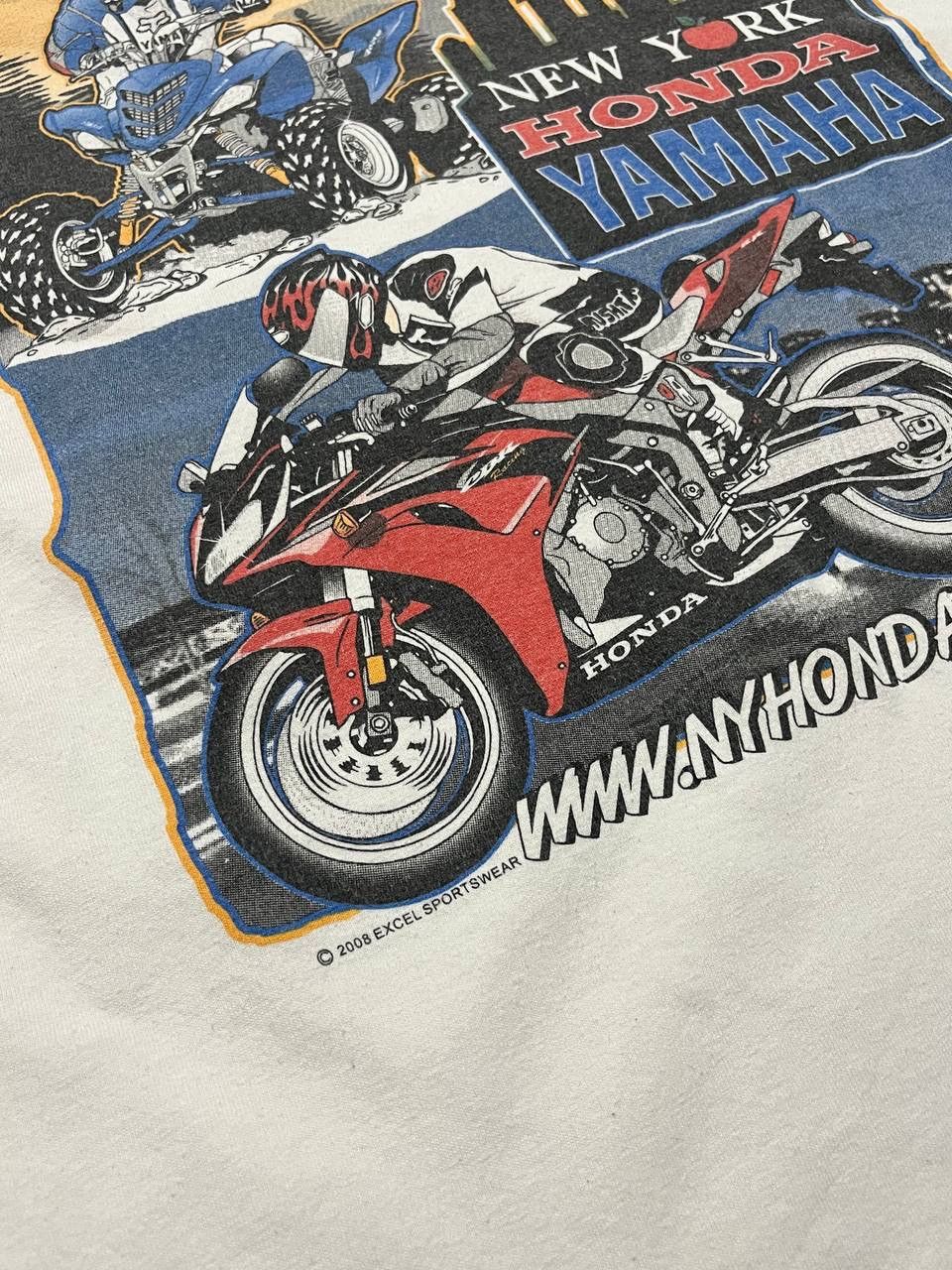 Honda × Vintage Gildan T-Shirt White New York Honda Yamaha Printed Size L Size US L / EU 52-54 / 3 - 4 Thumbnail