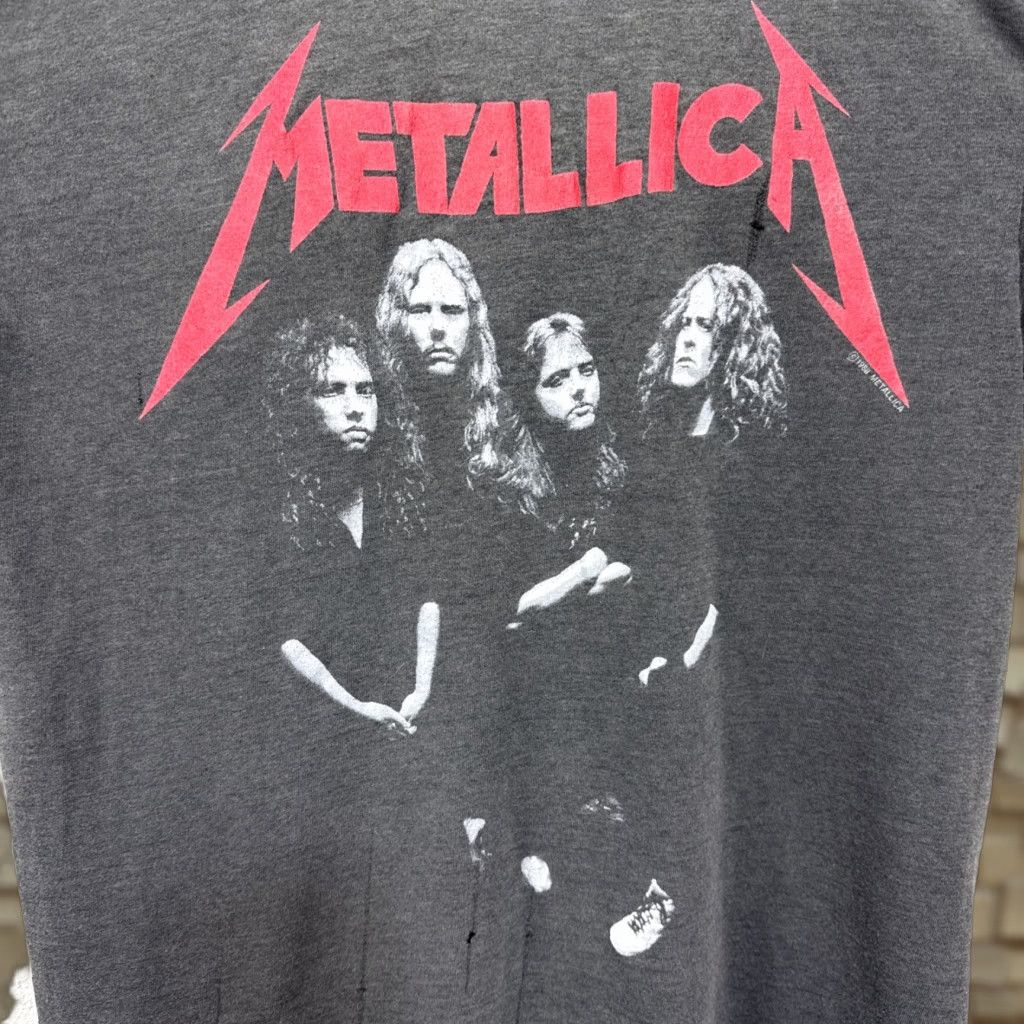 Vintage VINTAGE Metallica and Justice For All T Shirt Medium Black 1988 80s Band Music Logo Graphic Print Men XL Short Sleeve Crew Neck Cotton Knit Fade Size US XL / EU 56 / 4 - 1 Thumbnail