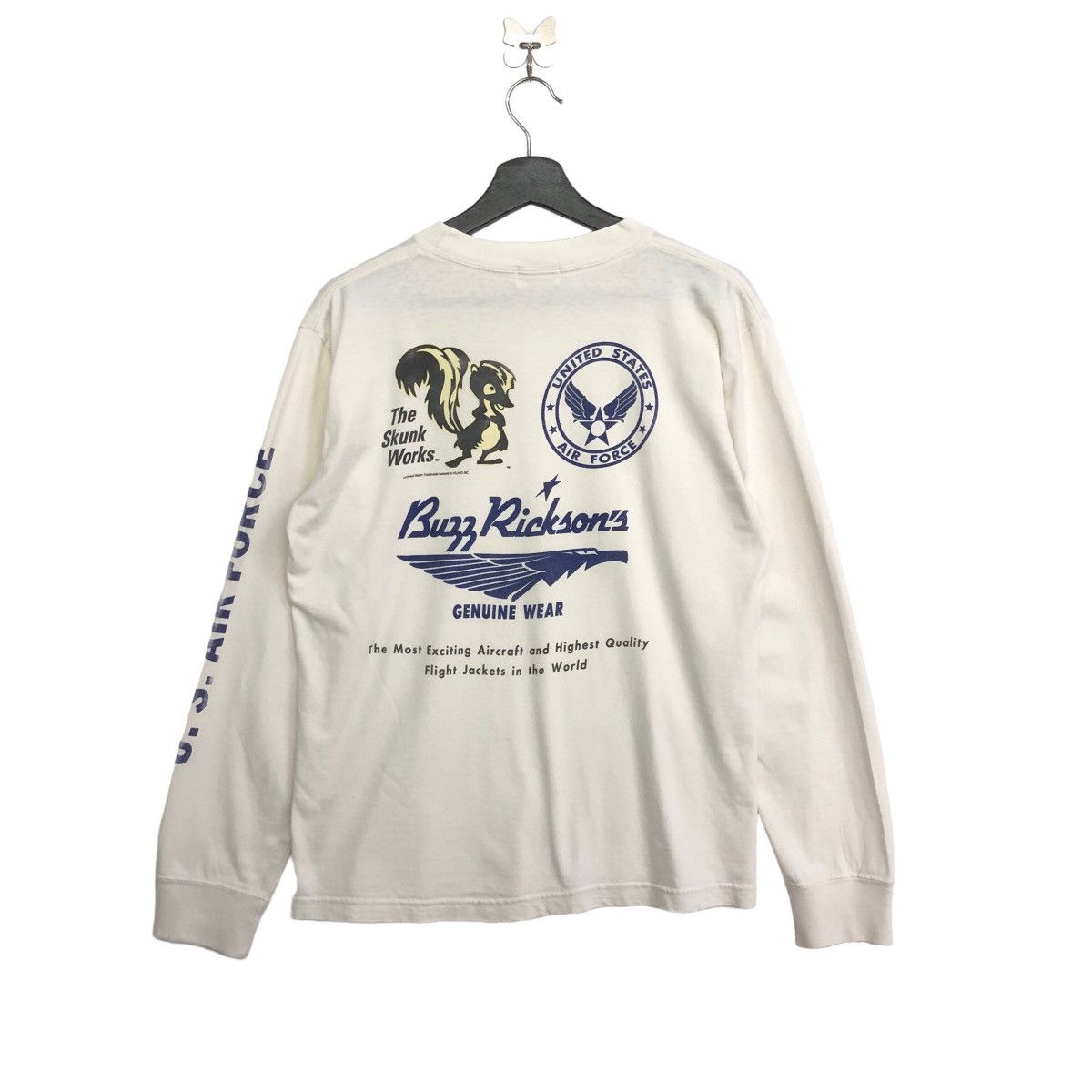 image of Buzz Ricksons Buzz Rickson Lockheed Martin Long Sleeve Tee in White, Men's (Size Medium)
