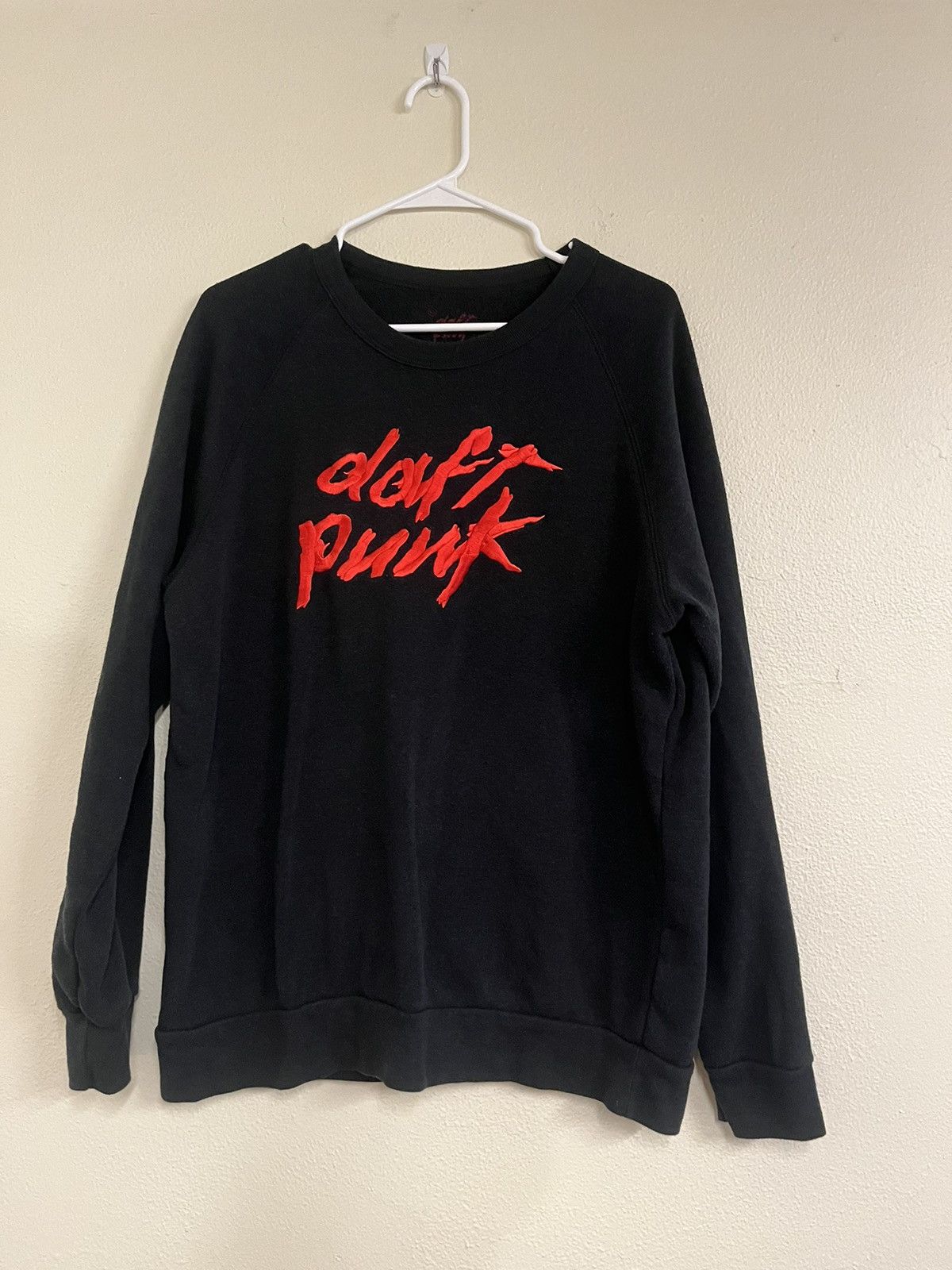 image of Band Tees x Hype Y2K Daft Punk Official Merchandise Embroidered Sweatshirt in Black Grey (Size XL)