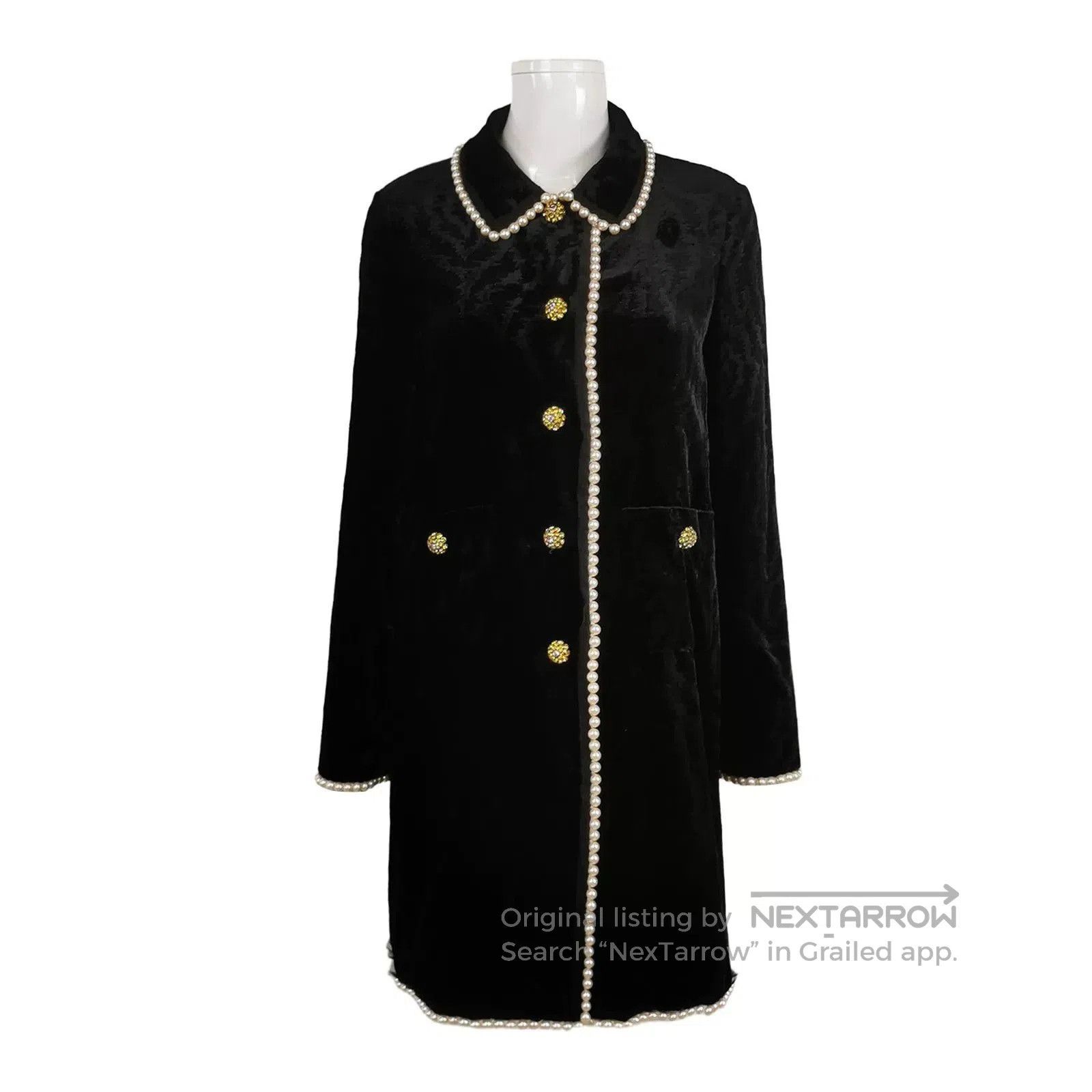 Gucci Gucci Pearl Embellished Lapel Long Sleeve Coat. Size S / US 4 / IT 40 - 1 Thumbnail
