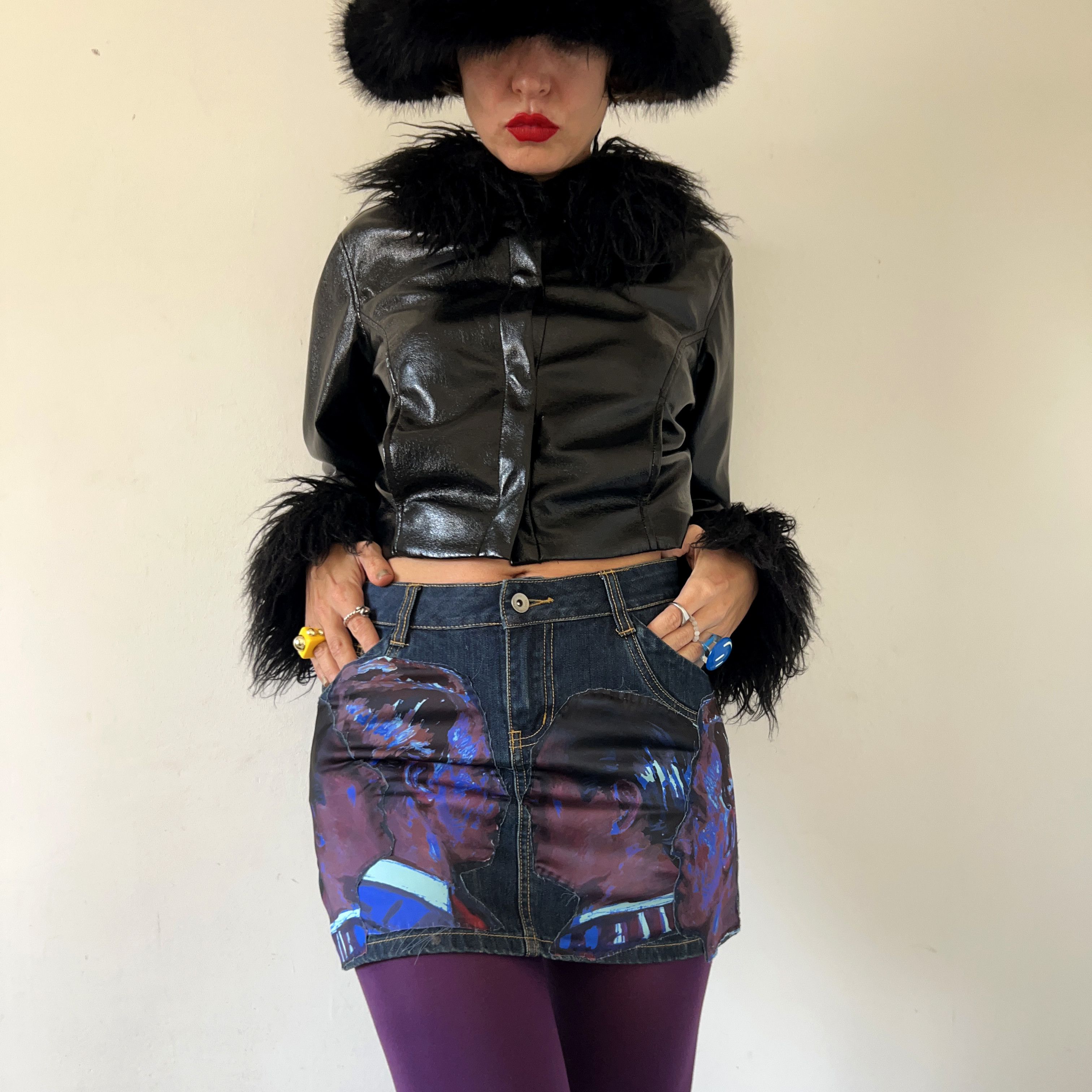 Custommade Custom Graphic Print Reworked Denim Skirt Size 27" / US 4 / IT 40 - 8 Thumbnail