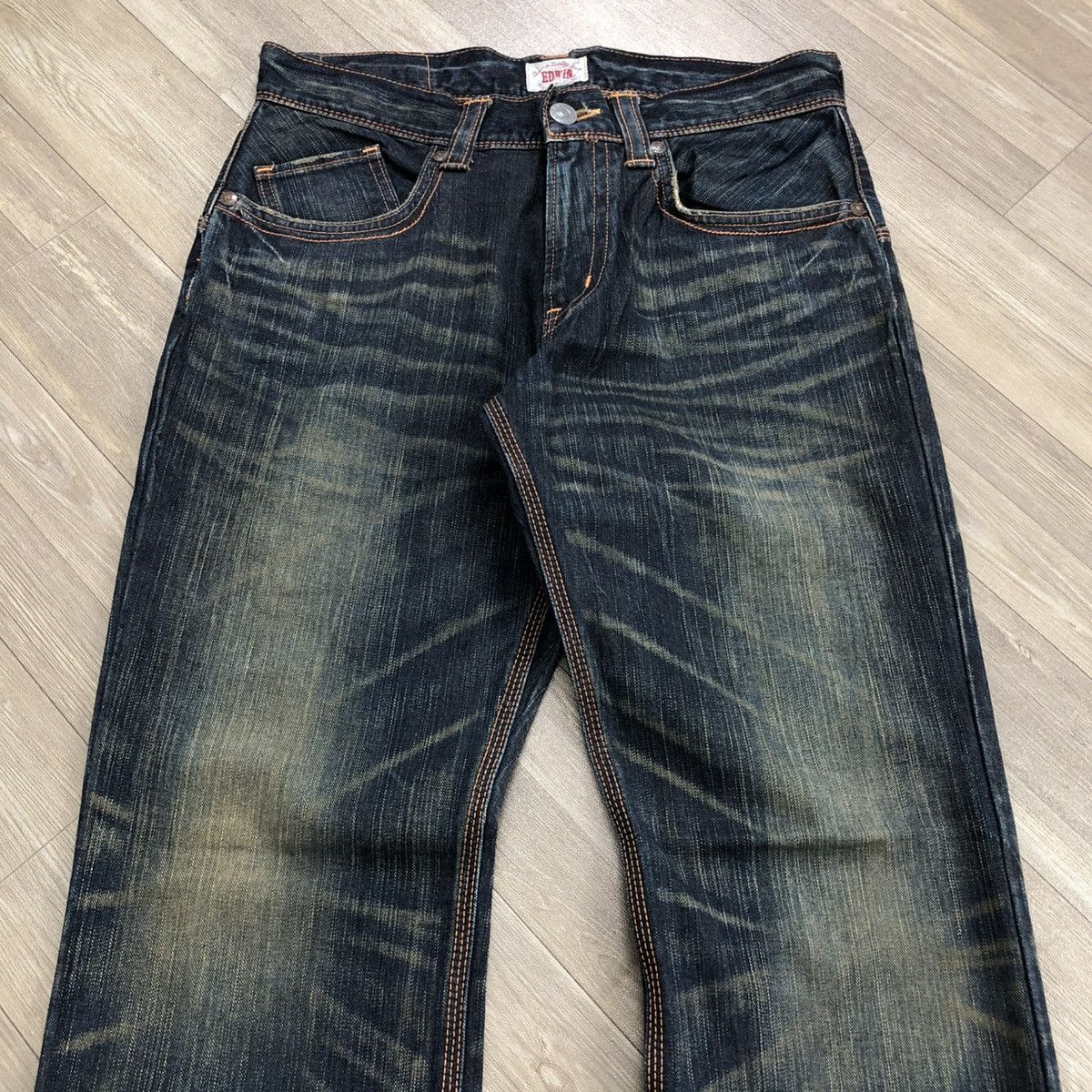 Edwin × If Six Was Nine × Japanese Brand 🇯🇵 2000s Edwin 503 Faded Lgb Goa Buckle Back Flared Jeans Size US 32 / EU 48 - 3 Thumbnail