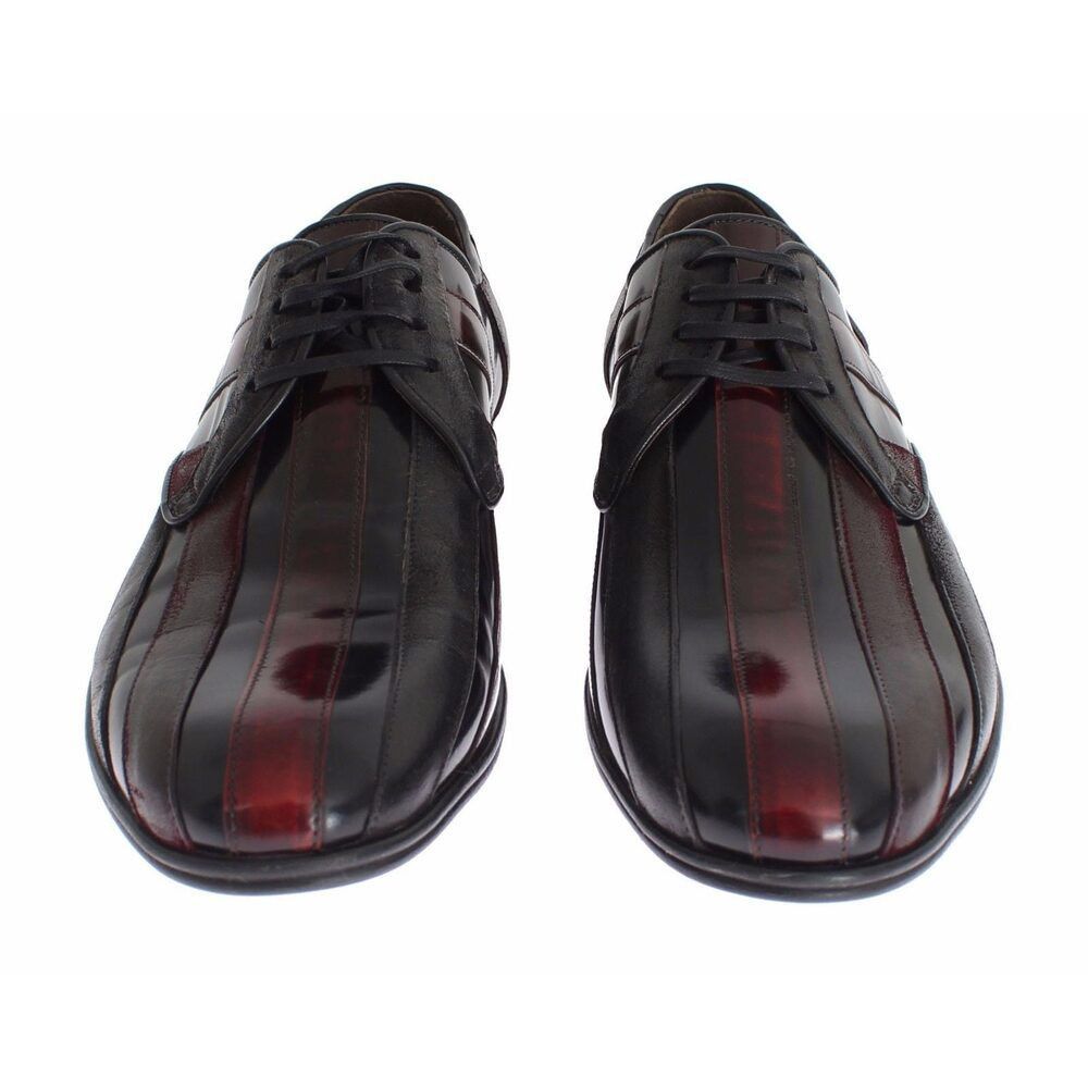 Dolce & Gabbana Dolce & Gabbana Elegant Black Bordeaux Striped Leather Dress Size US 6 / EU 39 - 3 Thumbnail