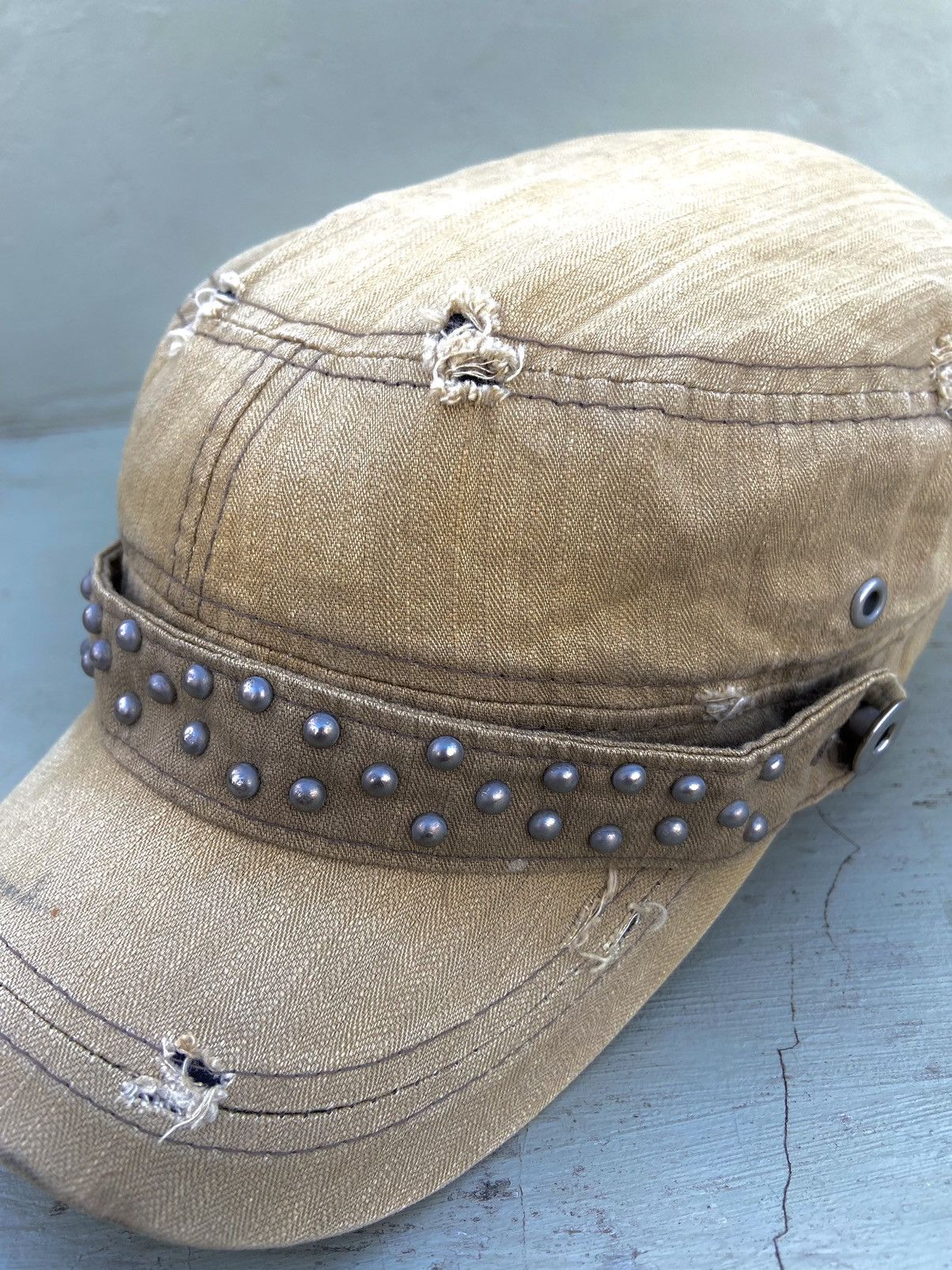 If Six Was Nine 2000s japanese hat pearl studded patrol hat Size ONE SIZE - 4 Thumbnail