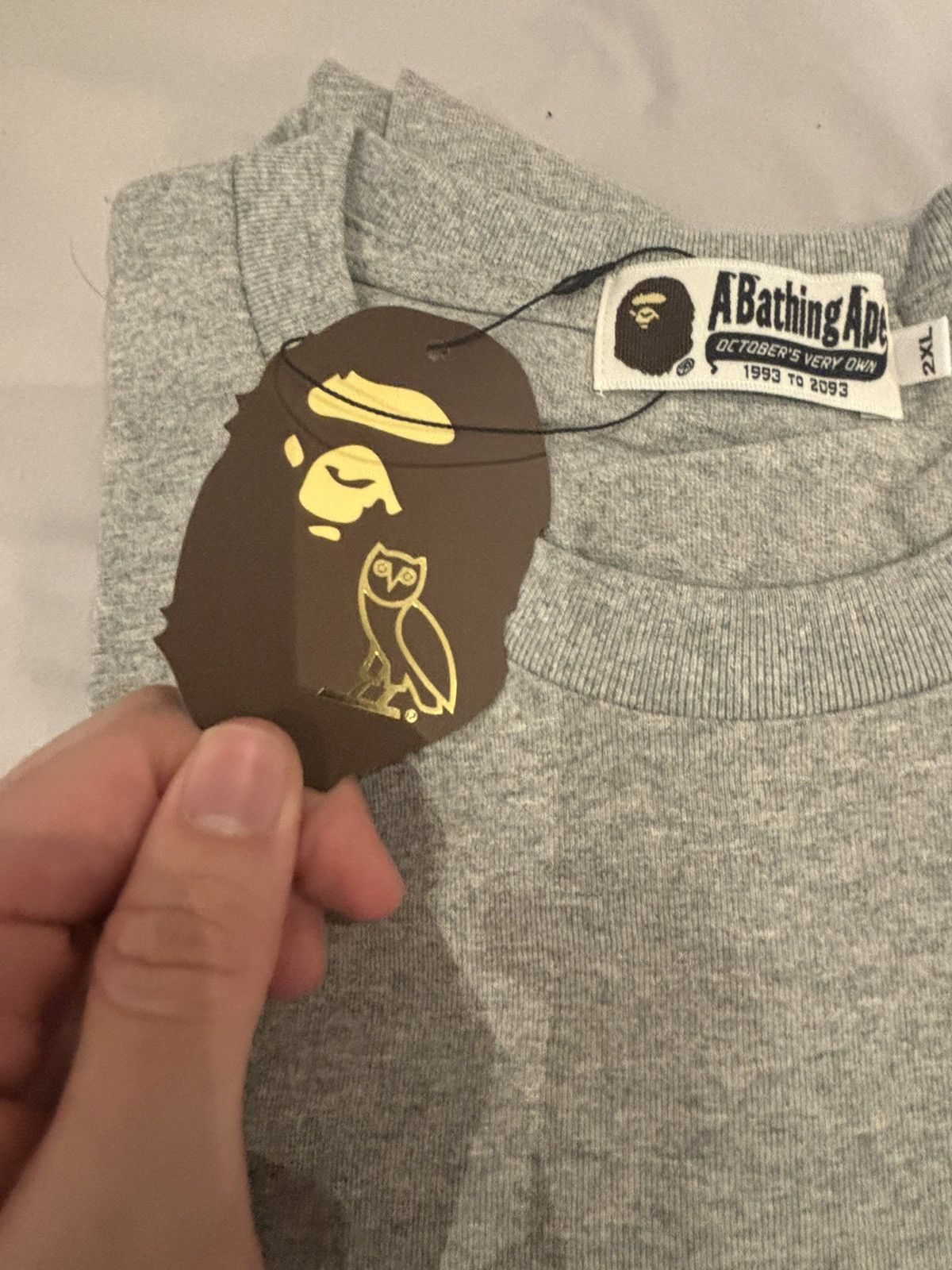 Bape × October's Very Own OVO X BAPE XXL GREY T SHIRT Size US XXL / EU 58 / 5 - 2 Thumbnail