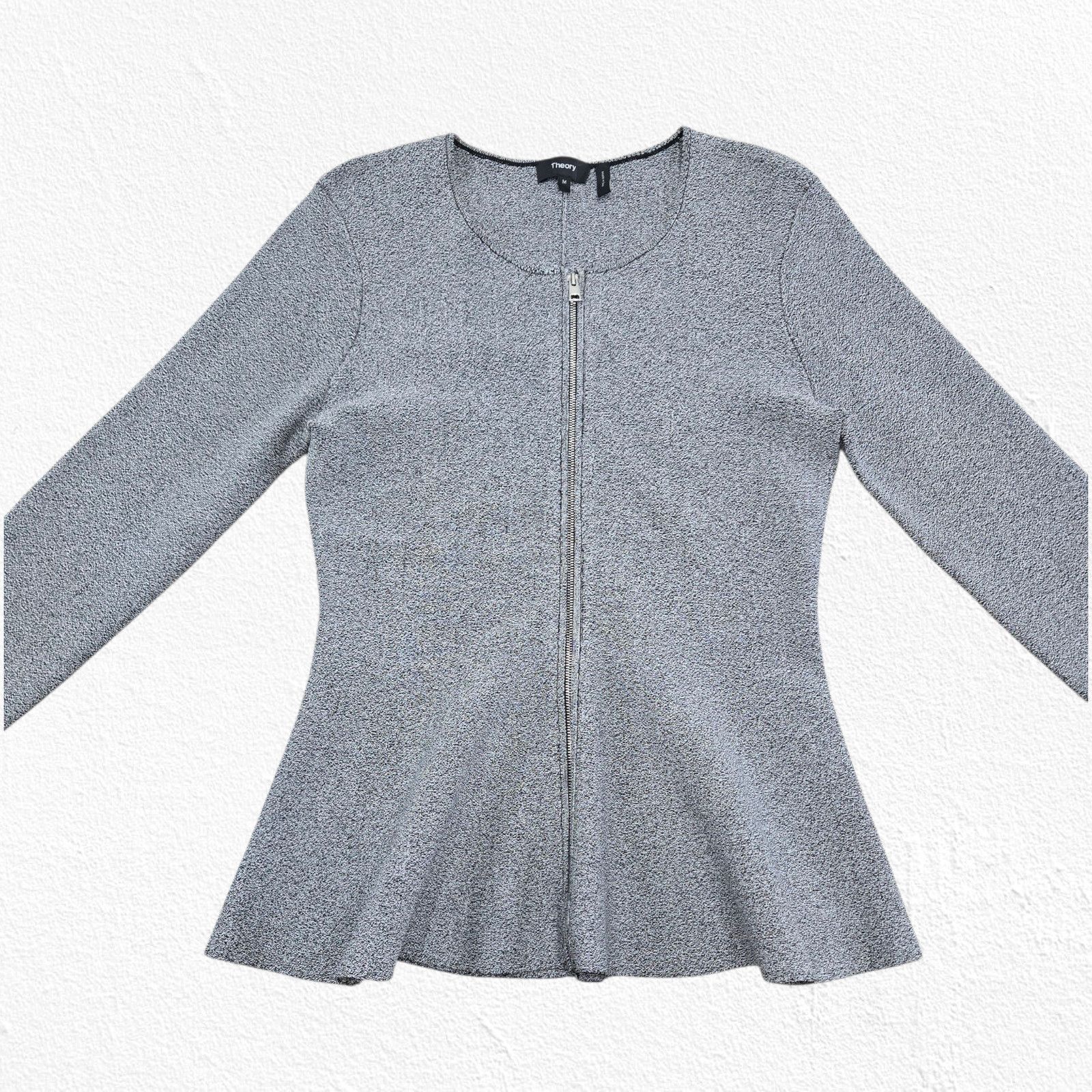 Theory Theory Peplum Zip Knit Blazer Gray Stretch Size M Size M / US 6-8 / IT 42-44 - 3 Thumbnail