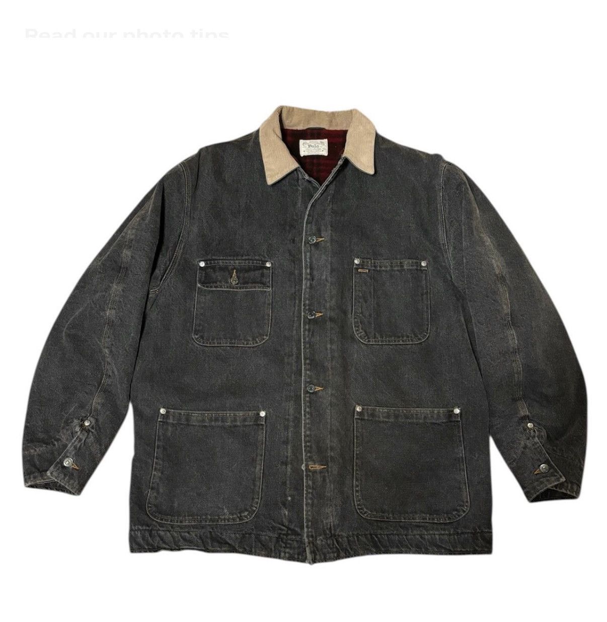 Polo Ralph Lauren Polo Ralph Lauren Black Denim Chore Coat Size US XXL / EU 58 / 5 - 2 Thumbnail