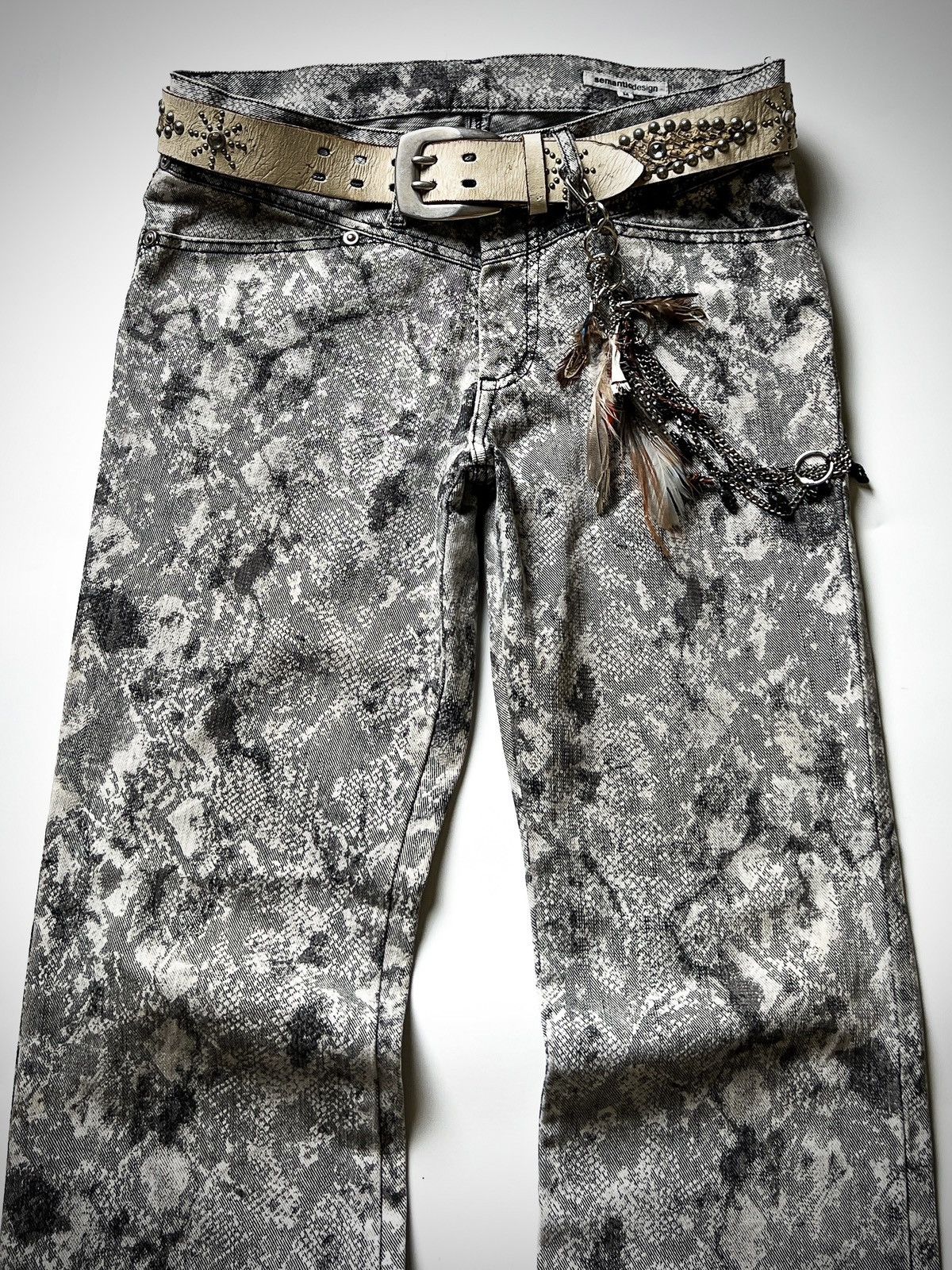 semanticdesign Semantic Design Snakeskin Print Bootcut Jeans Y2K J-Rock Size US 32 / EU 48 - 5 Thumbnail
