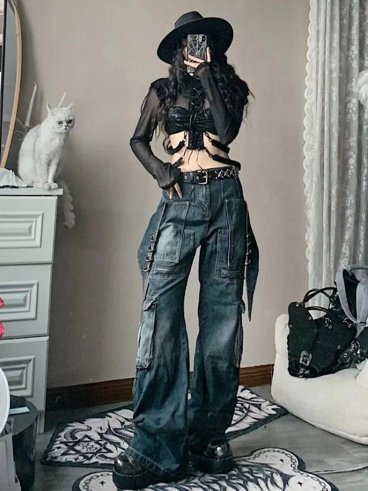 Japanese Brand × Vintage Y2K Street Fashion Retro Big Pocket Design Straight Size 29" - 2 Thumbnail