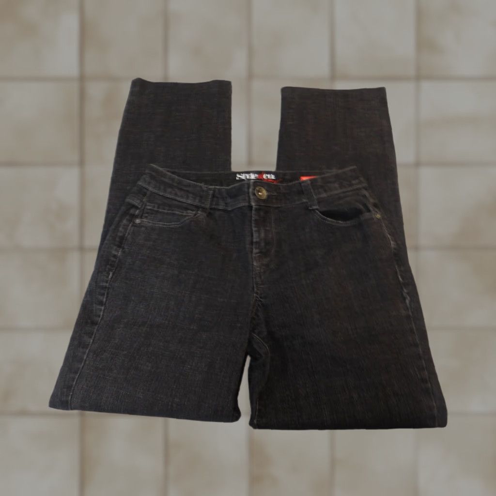 Vintage Style&co Womens Jeans Straight Denim 4 Black Slim Regular 28x28 Cotton Stretch Mid Rise Slim Jeans Womens Size 27" / US 4 / IT 40 - 1 Thumbnail